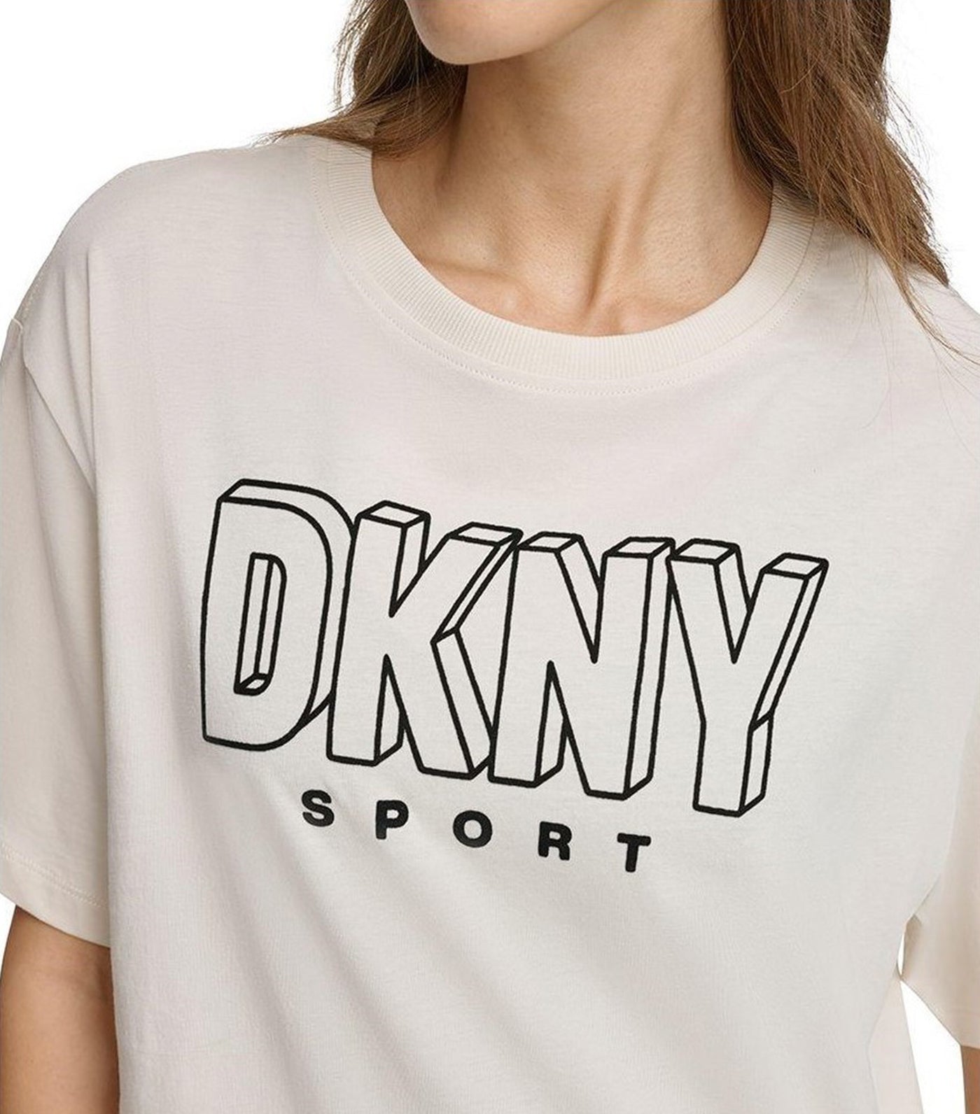 DKNY 3D Glitter Outline Logo Legging Tee Rosewater/Silver