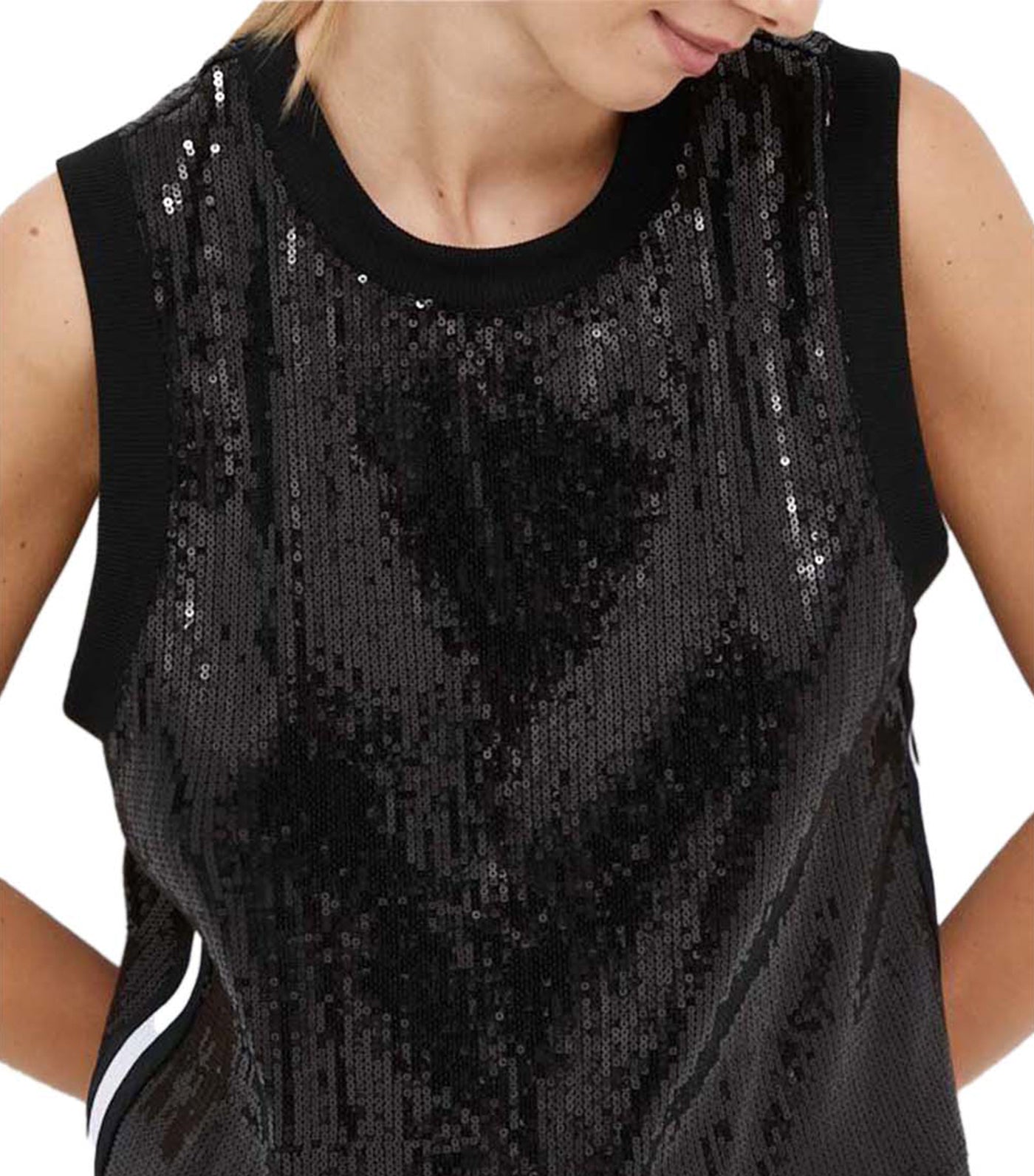 Sequin Muscle Tank Black