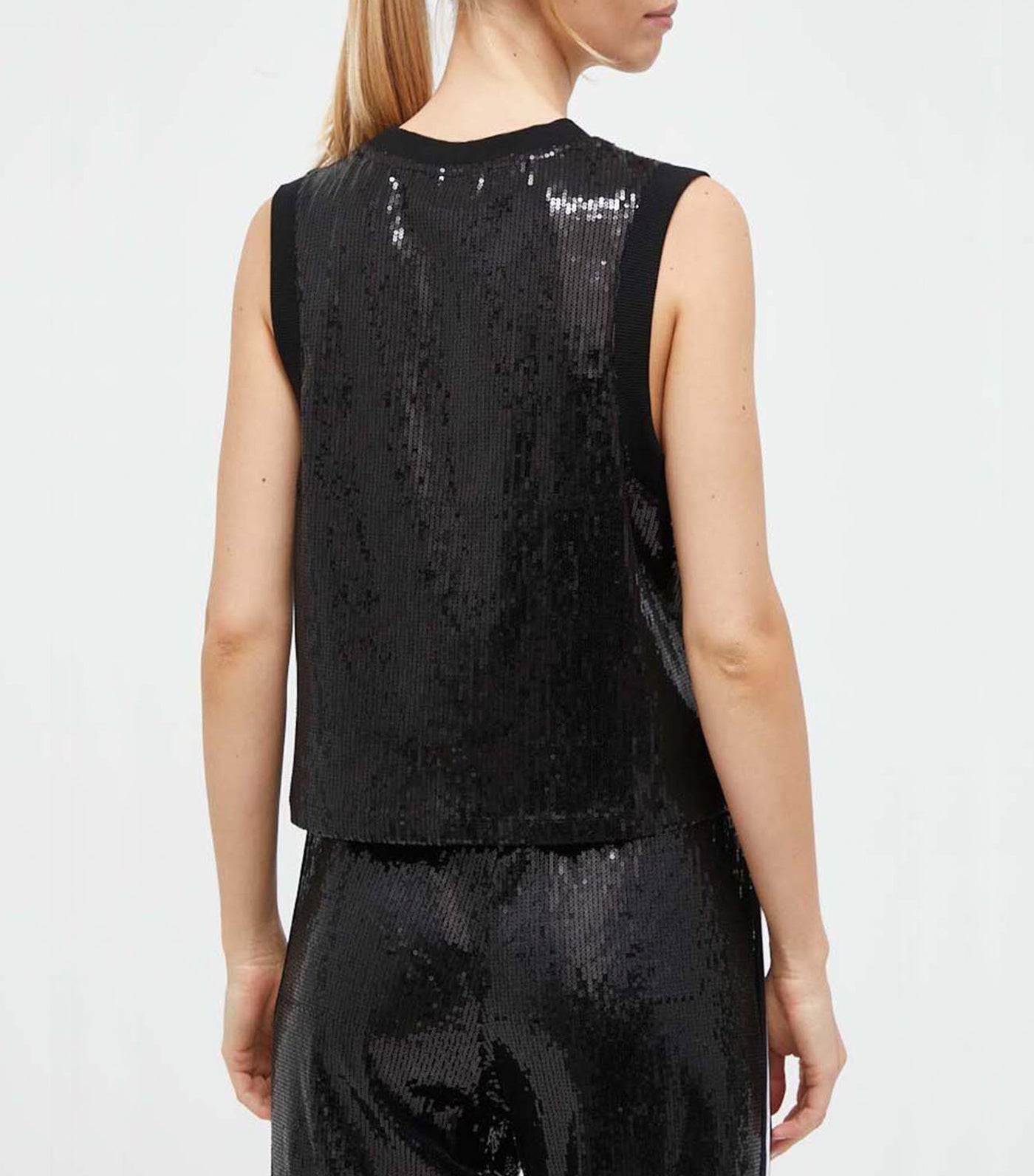 Sequin Muscle Tank Black