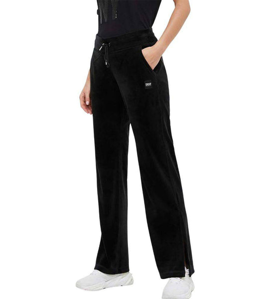 Platinum Velour Track Pant with Slit Black