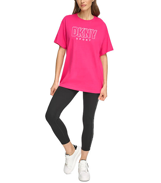 DKNY Multicoloured logo leggings girl pink 