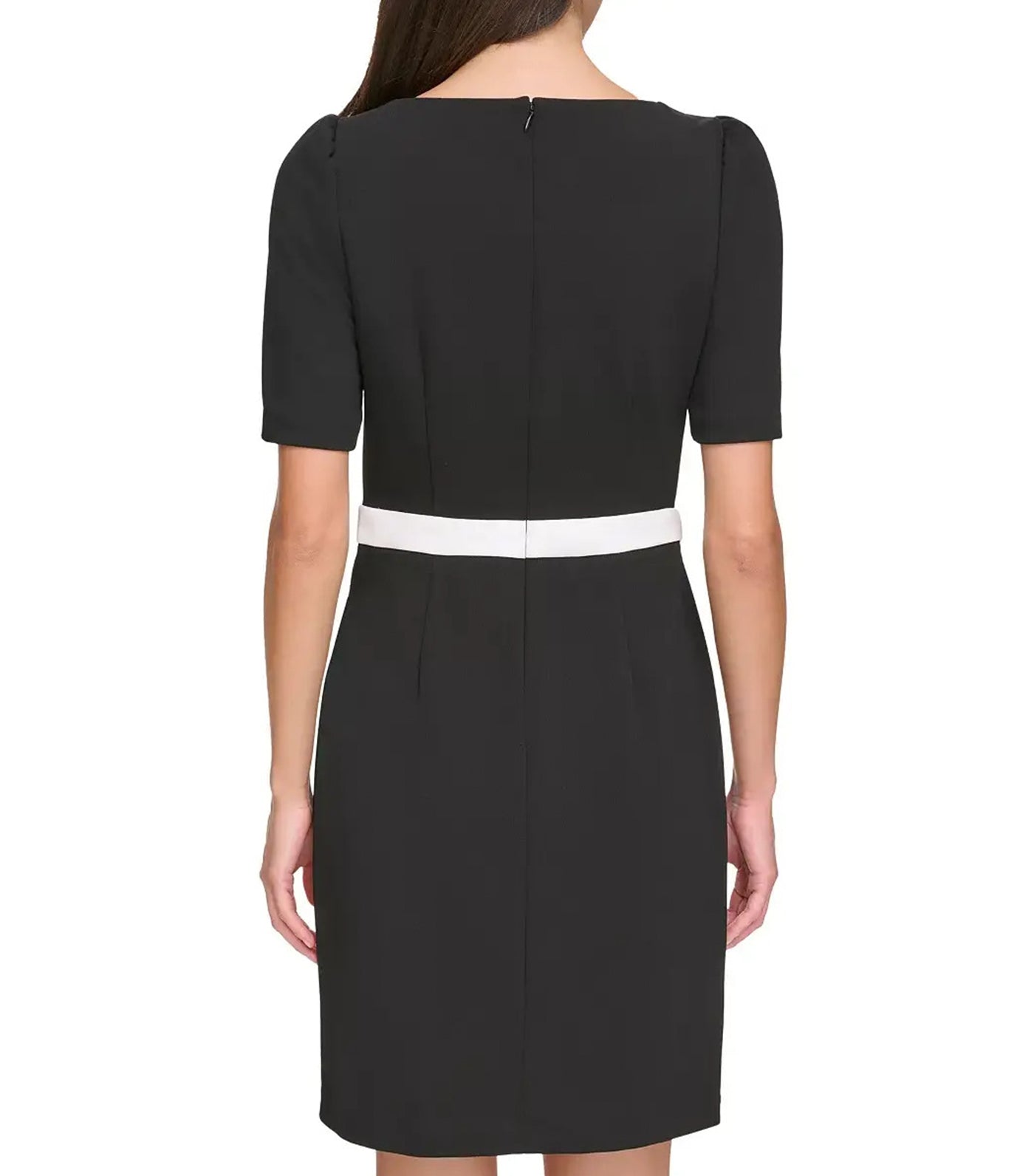 Puff Sleeve Dress with Envelope Skirt Black/Ivory