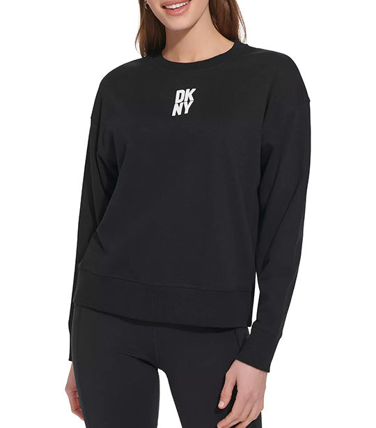 DKNY Sport Puff Logo Crew Neck Pullover Black | Rustan 