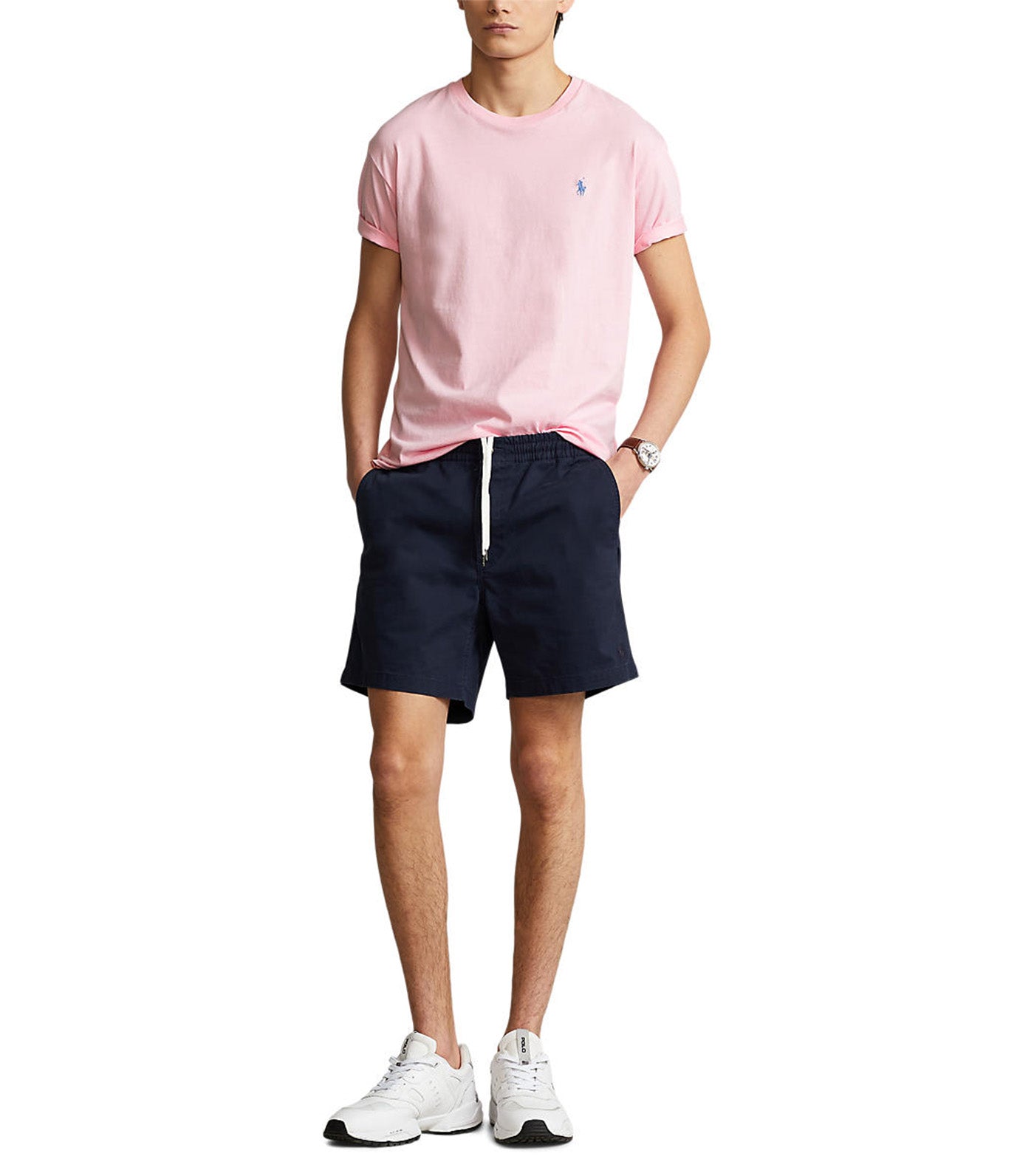 Men's Custom Slim Fit Jersey Crewneck T-Shirt Light Pink