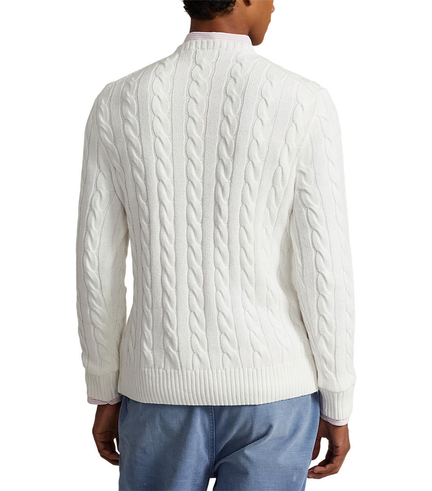★★POLO RALPH LAUREN★★ Cable knit cotton sweater white MN Cable-Knit Cotton Polo-Collar Sweater