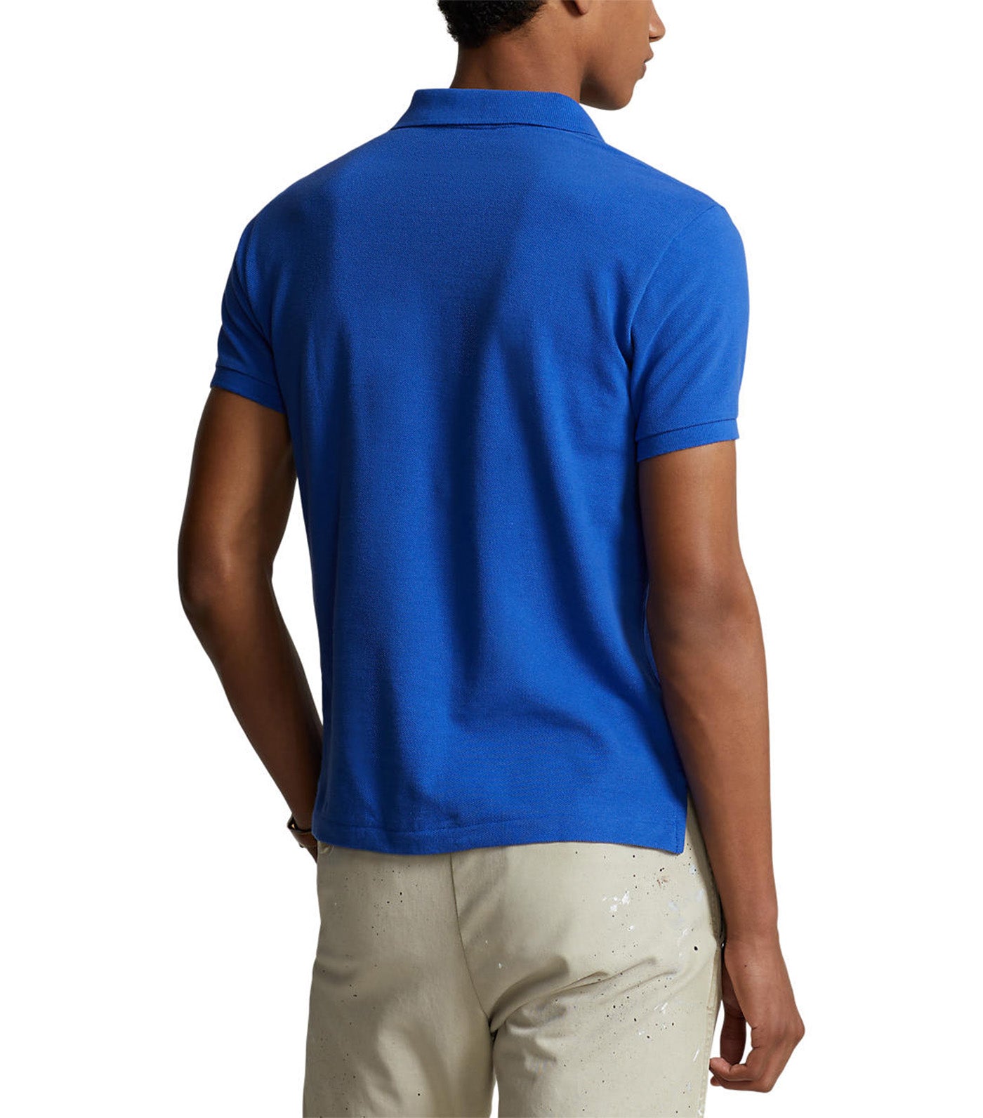 Men's Custom Slim Fit Mesh Polo Shirt New Iris Blue