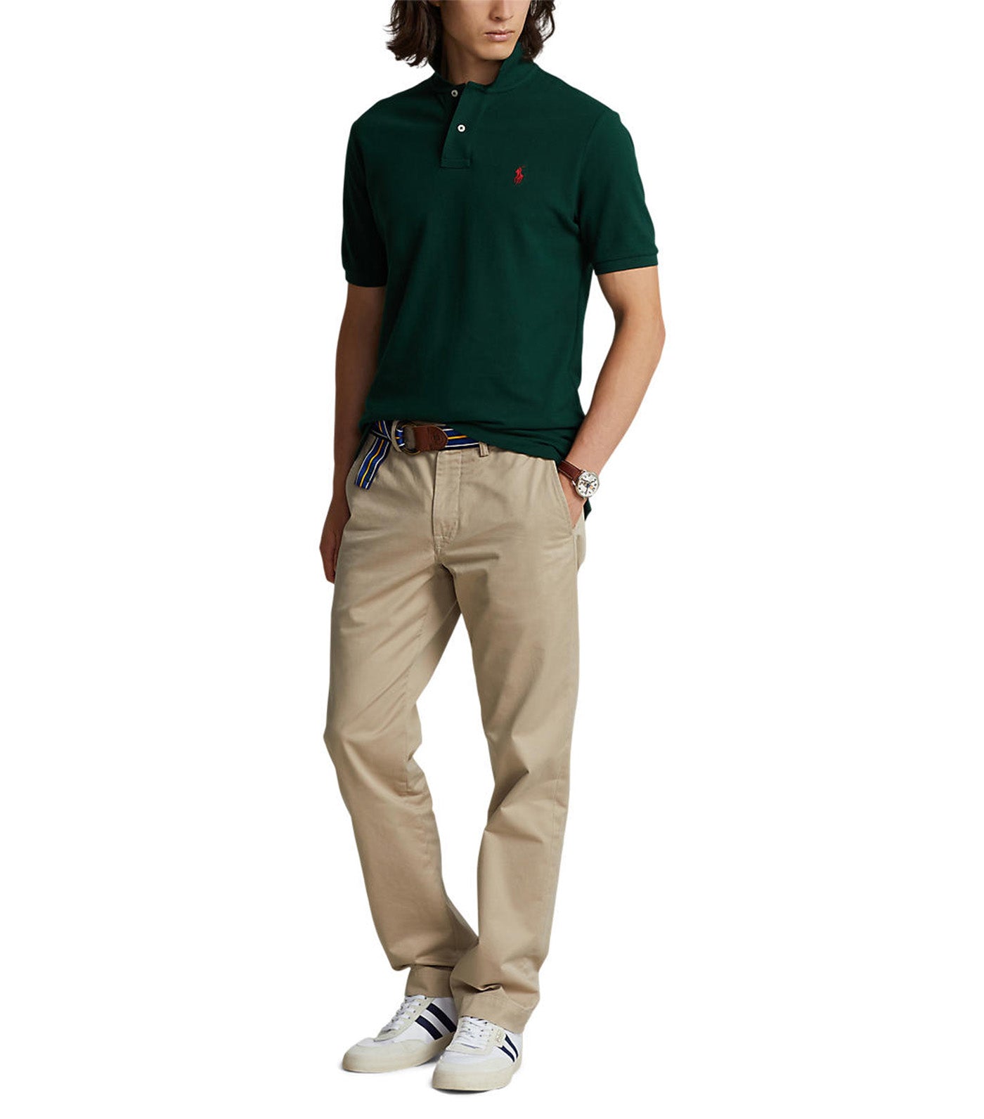 Men's Custom Slim Fit Mesh Polo Shirt Dark Green