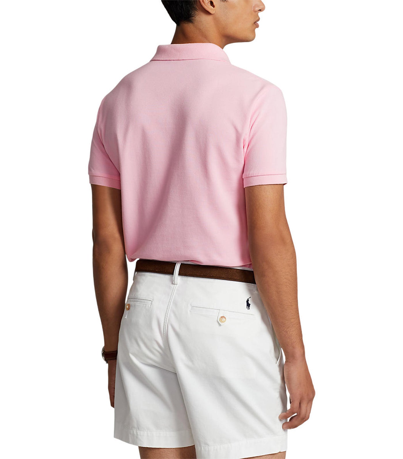 Men's Custom Slim Fit Mesh Polo Shirt Light Pink