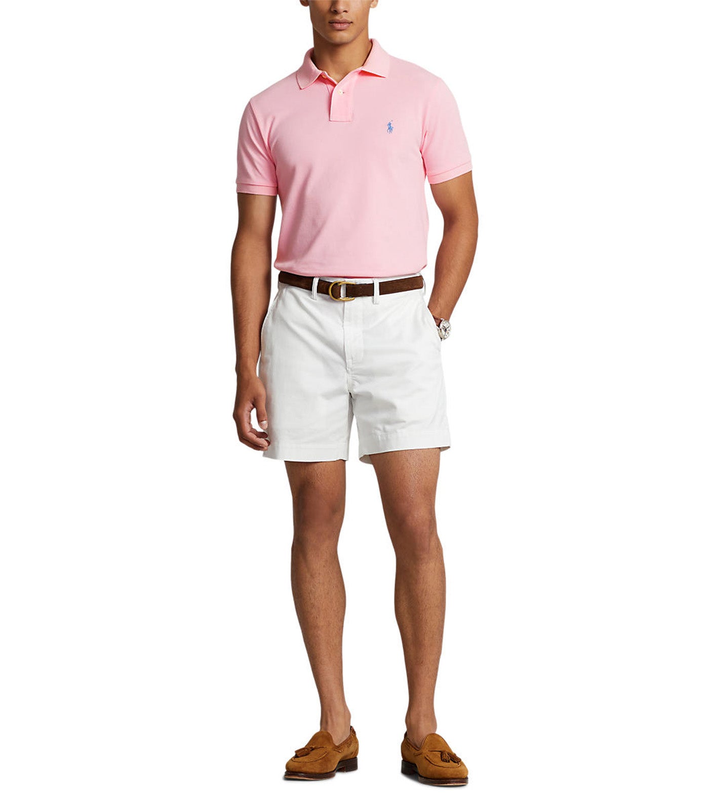 Men's Custom Slim Fit Mesh Polo Shirt Light Pink