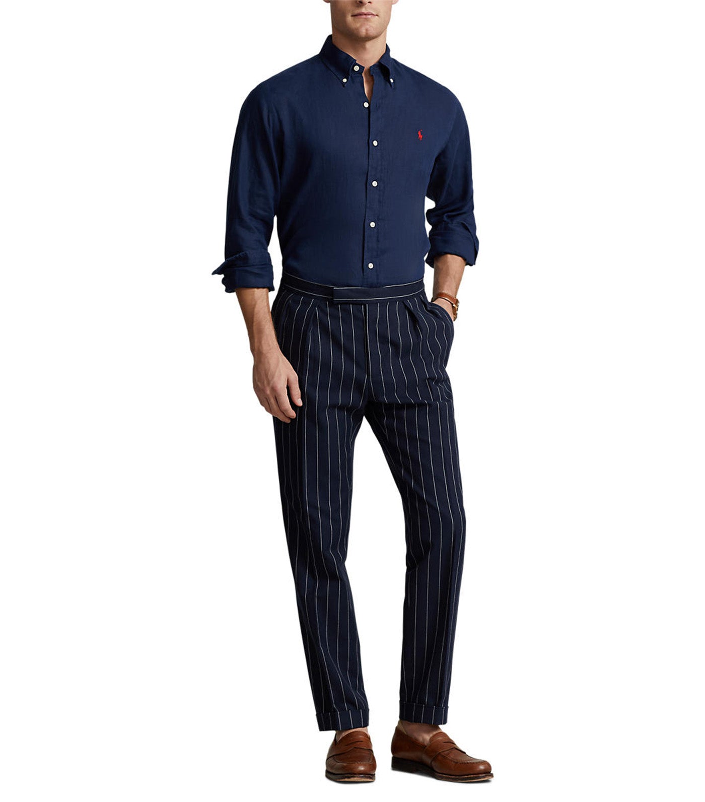 Polo Ralph Lauren Men's Custom Fit Linen Shirt Newport Navy