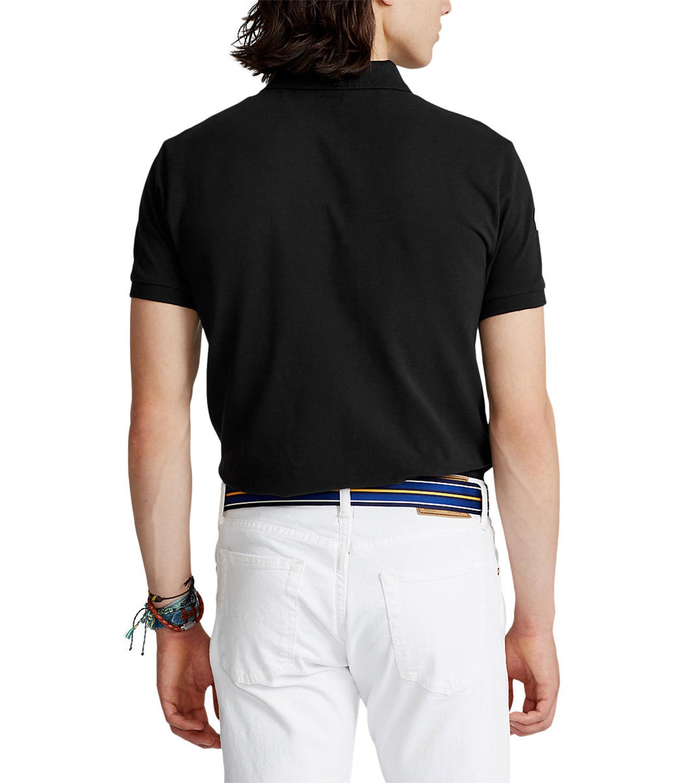 Men's Custom Slim Fit Triple-Pony Polo Shirt Polo Black