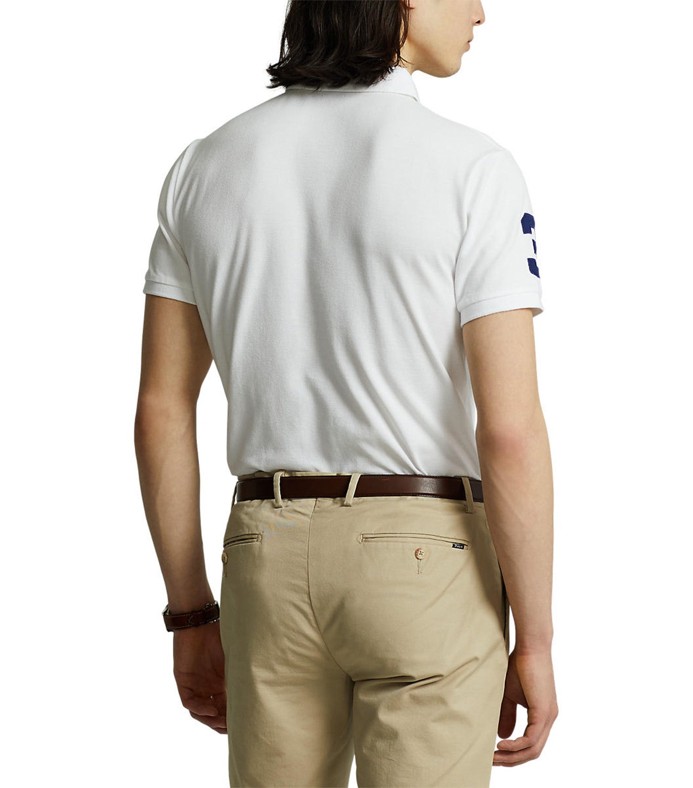 Men's Custom Slim Fit Triple-Pony Polo Shirt Ivory