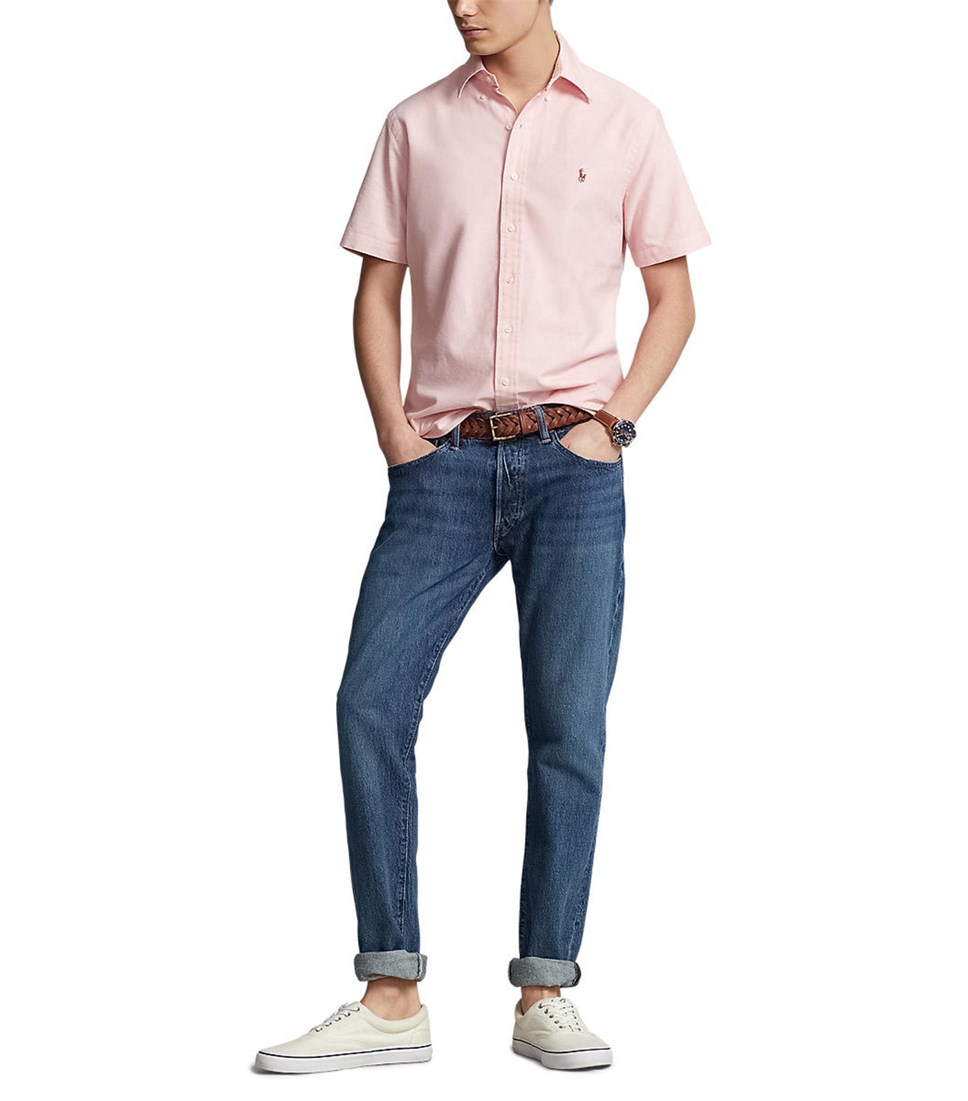 Men's Custom Fit Oxford Shirt Light Pink