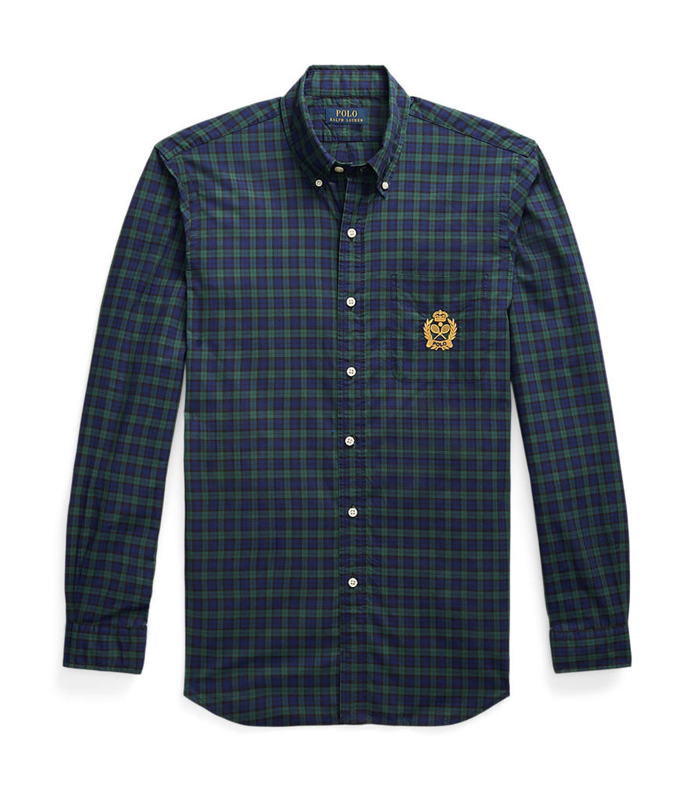 Men's Classic Fit Plaid Poplin Shirt Navy/Green Multi