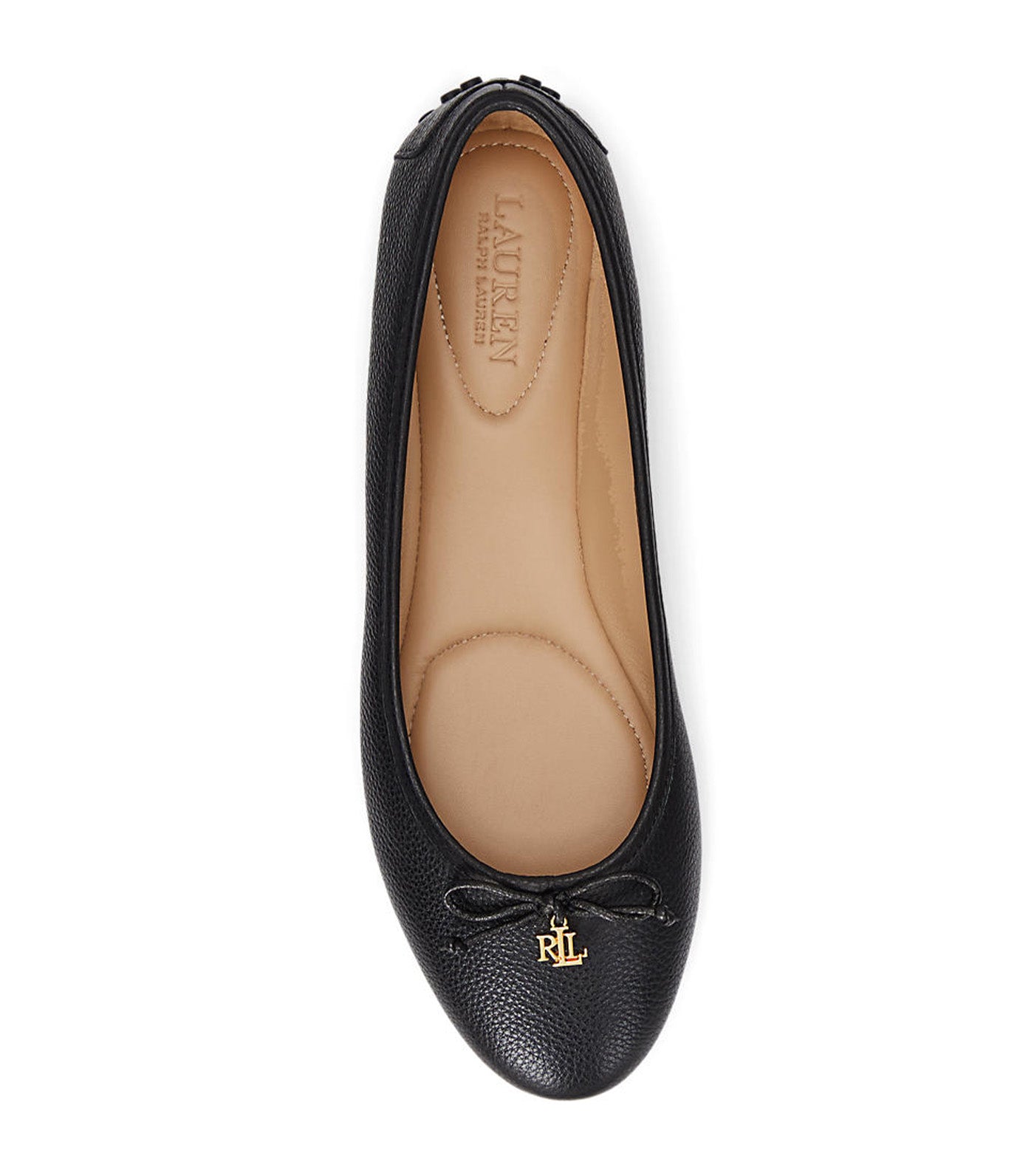 Lauren Ralph Lauren Jayna Pebbled Leather Driver Flat Black