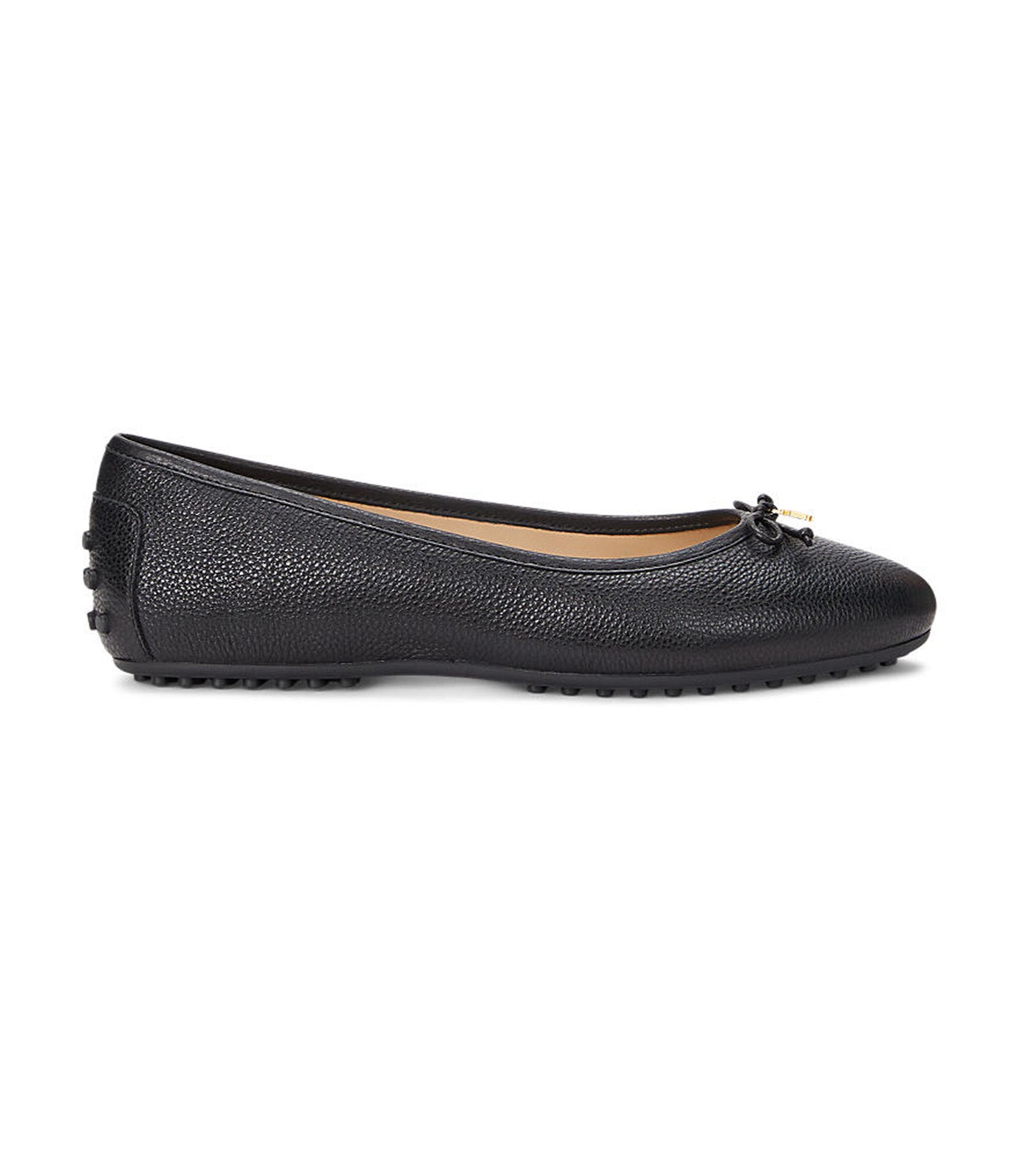 Lauren Ralph Lauren Jayna Pebbled Leather Driver Flat Black
