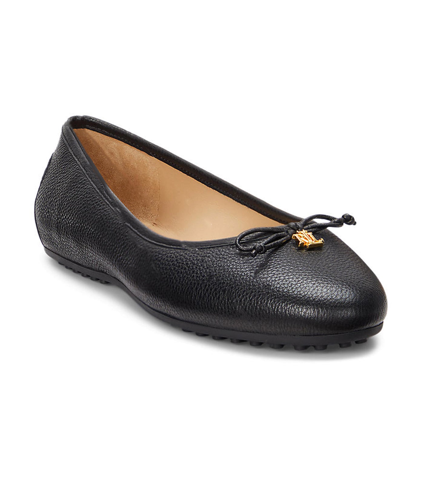 Jayna Pebbled Leather Driver Flat Black