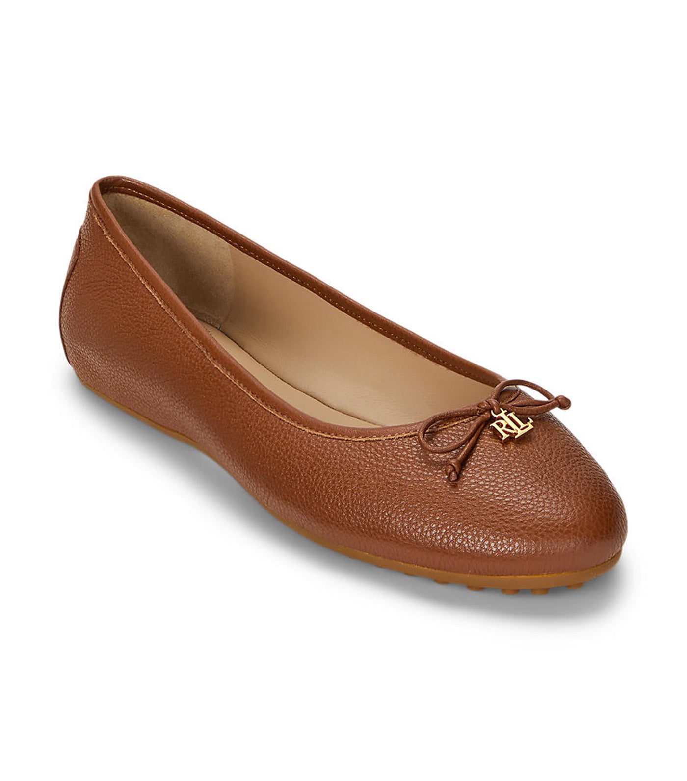 Jayna Pebbled Leather Driver Flat Lauren Tan