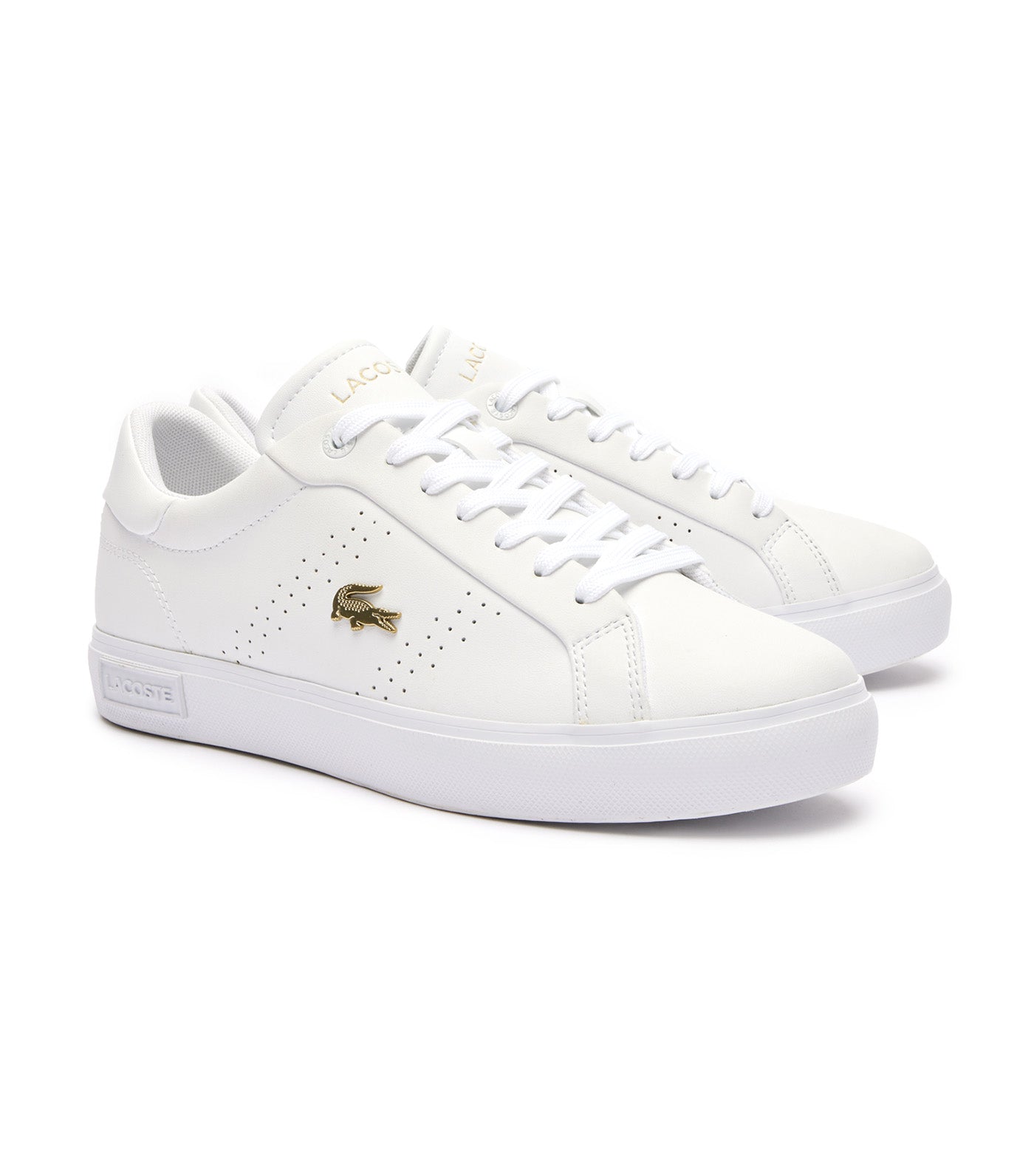 Women's Powercourt 2.0 Leather Trainers White/Gold