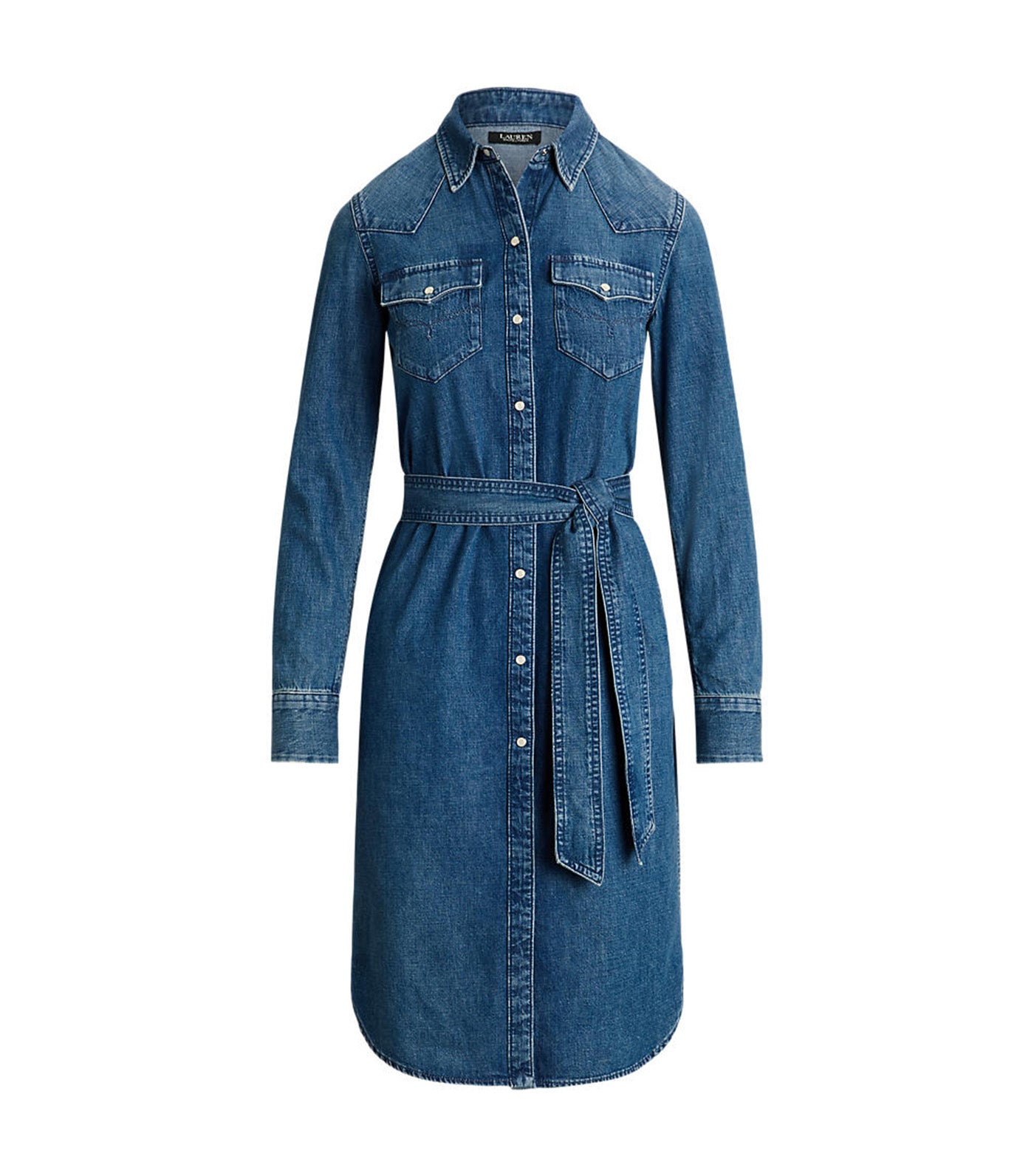 Women's Belted Denim Shirtdress Stormee Wash