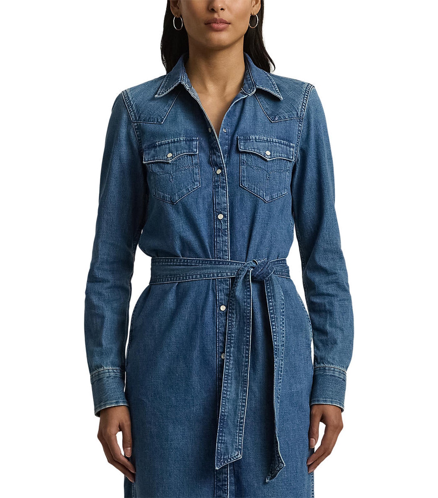 Women's Belted Denim Shirtdress Stormee Wash