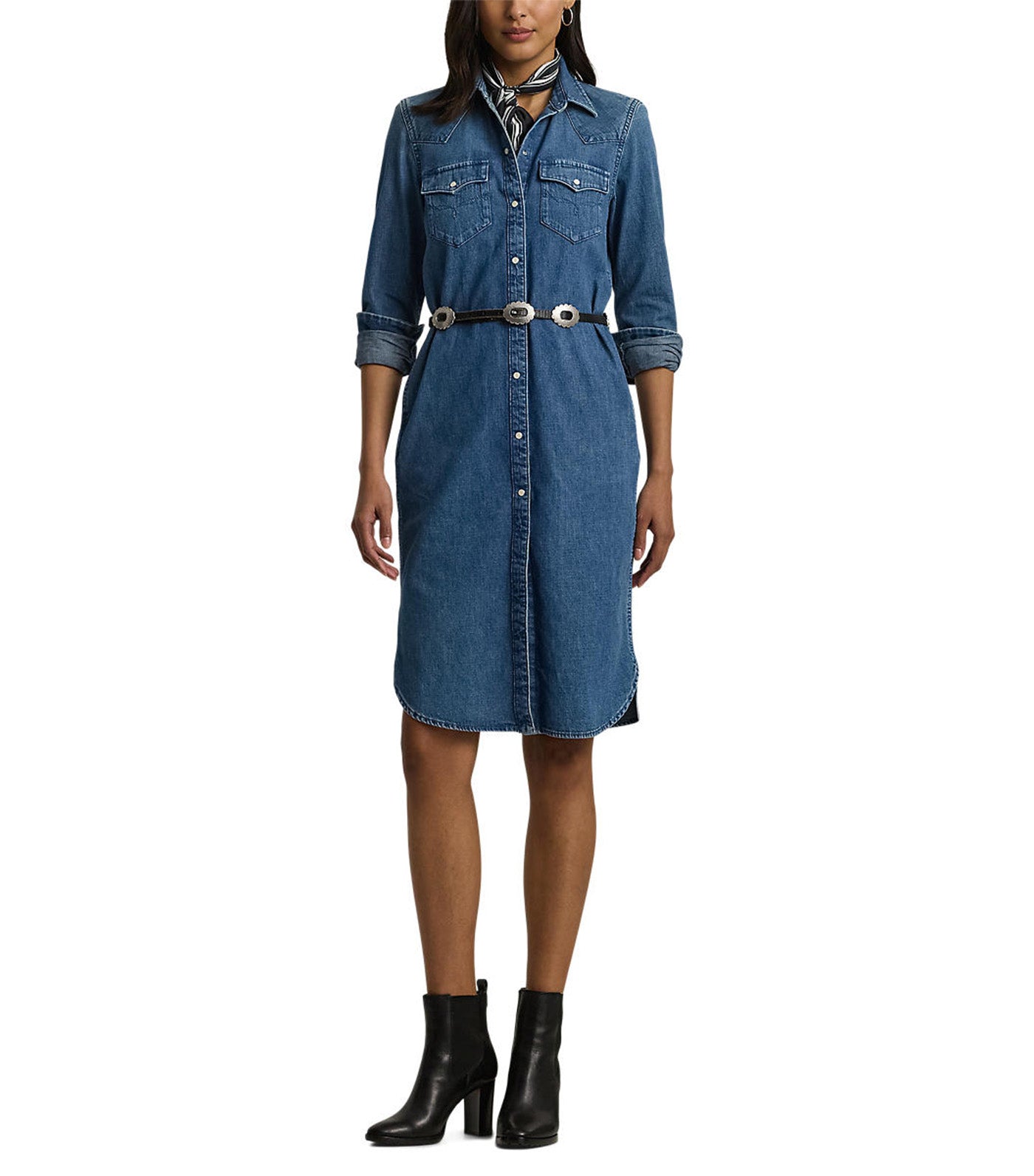 Women's Belted Denim Shirtdress Stormee Wash