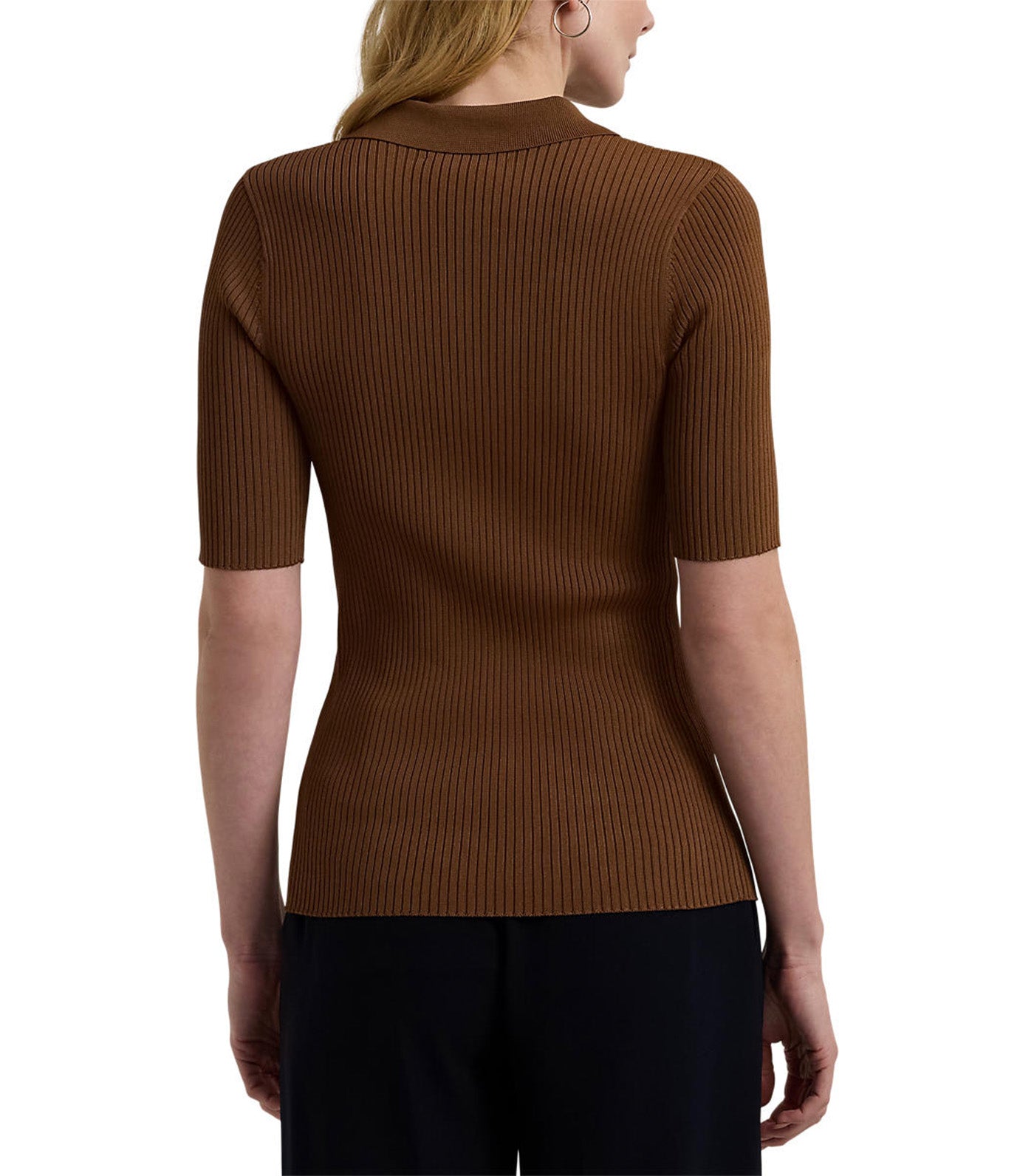 Lauren Ralph Lauren Women's Rib-Knit Elbow-Sleeve Polo Cardigan