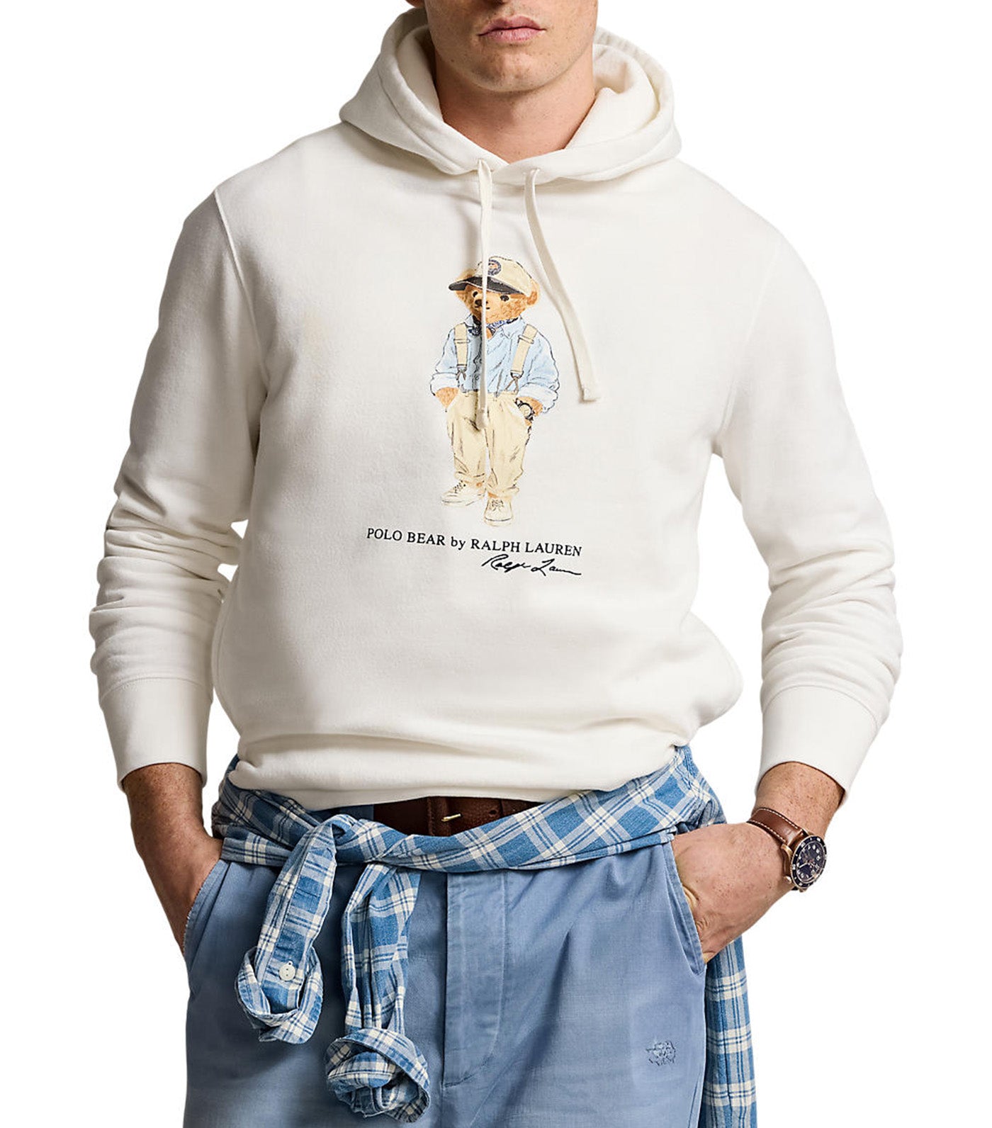 Polo Bear Fleece Hoodie White