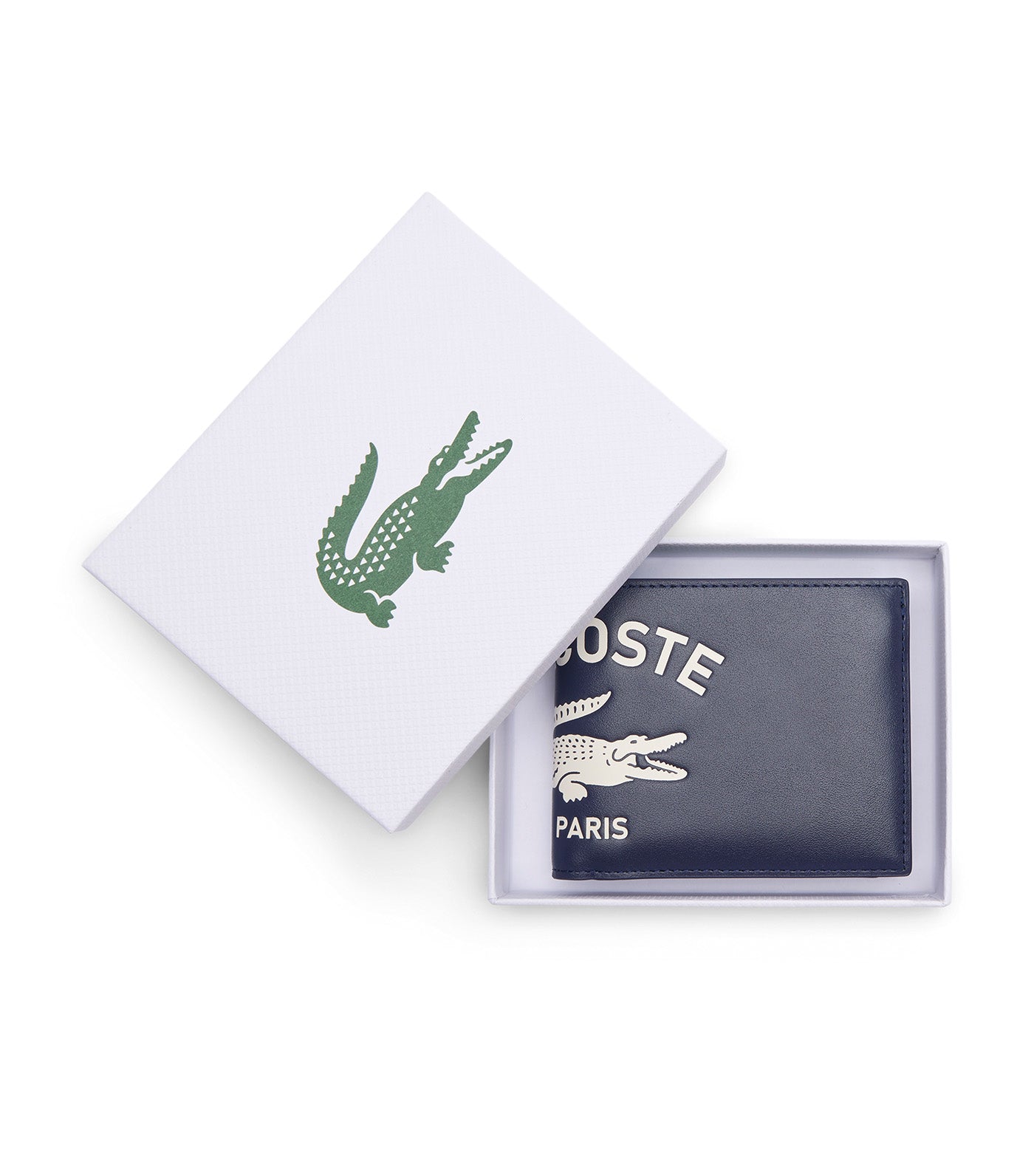 Medium FG Logo Leather Billfold Lacoste Croc 80s Marine