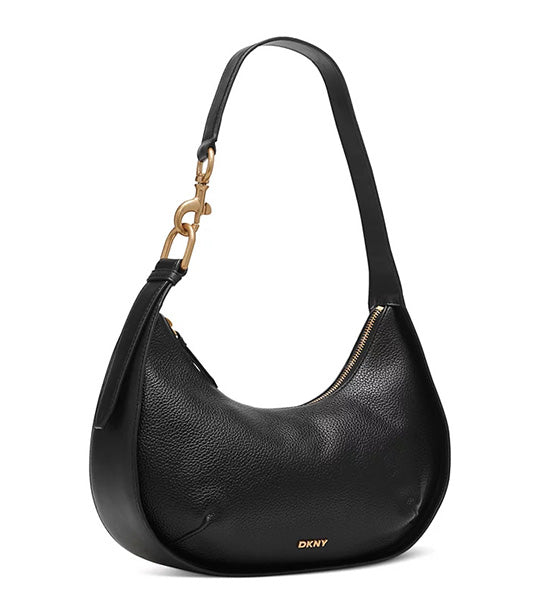 NEW Dkny Black Pebble Leather Gold Hardware Hobo factory Shoulder Bag