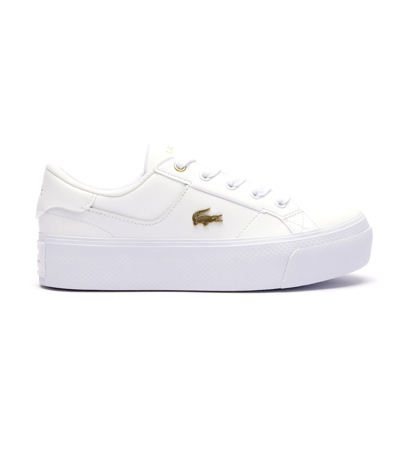 Women's Ziane Platform Logo Leather Trainers White/Gold