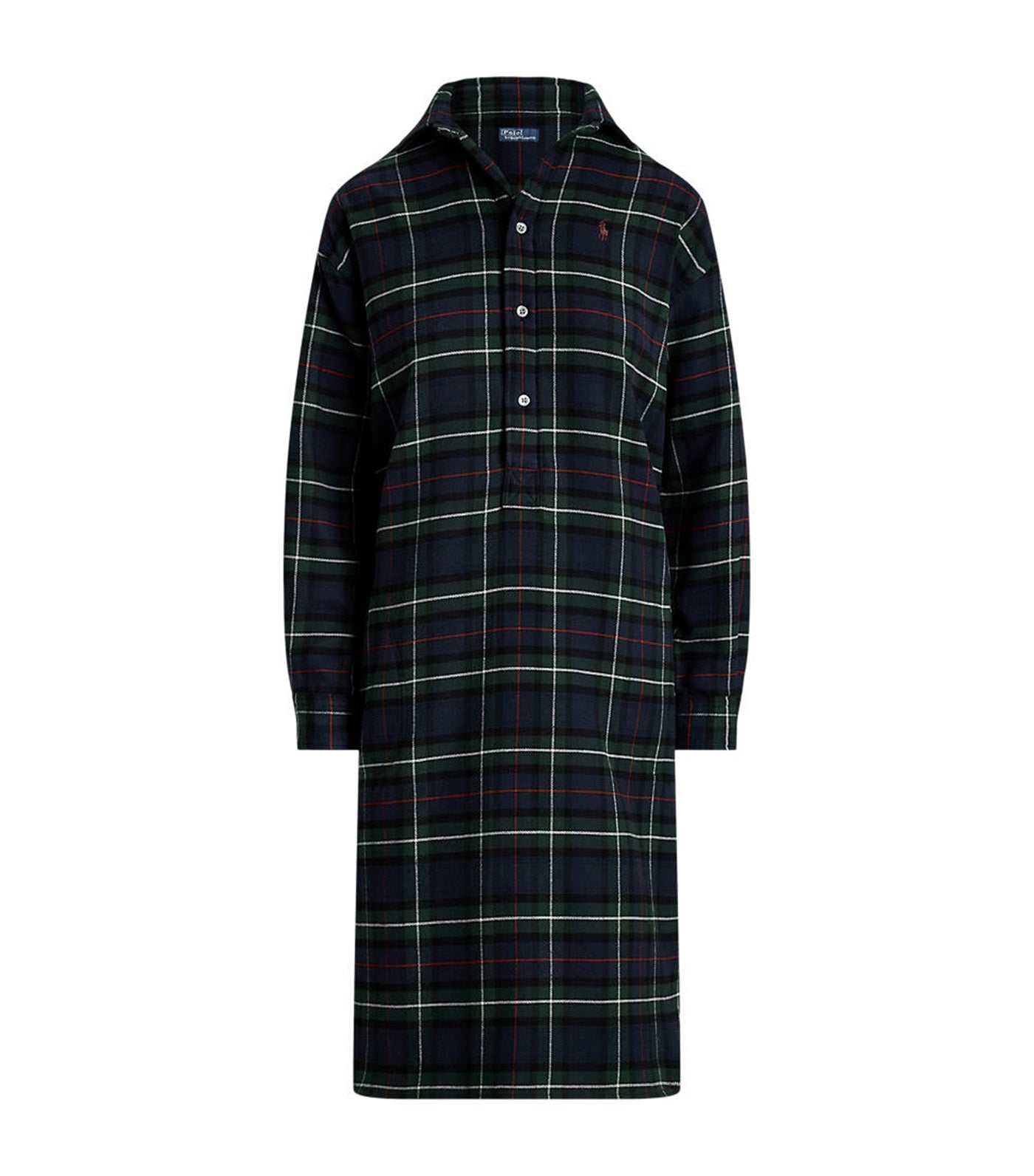 Women's Plaid Cotton Shirtdress Navy/Red Multi Plaid