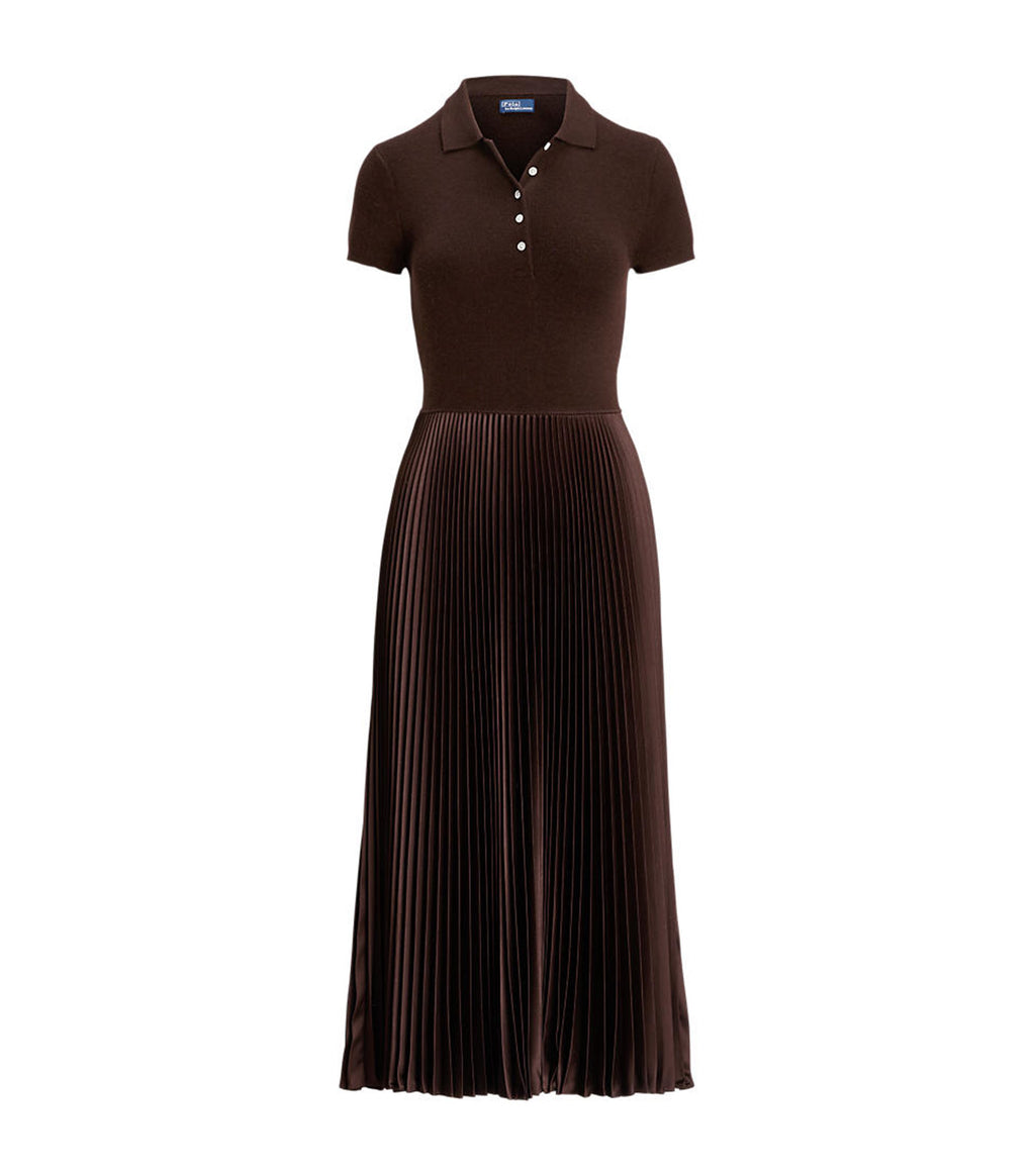 Polo Ralph Lauren Women's Polo Sweater Bodice Midi Dress Squire Brown
