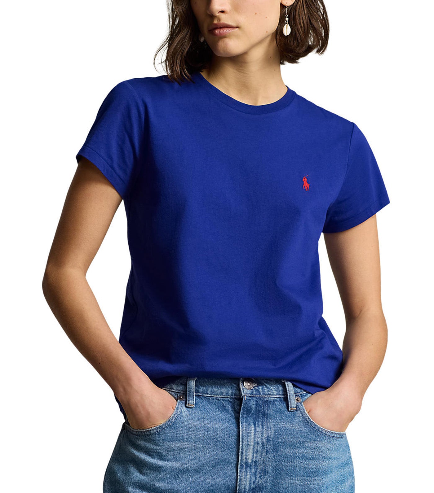 Women's Cotton Jersey Crewneck Tee Blue