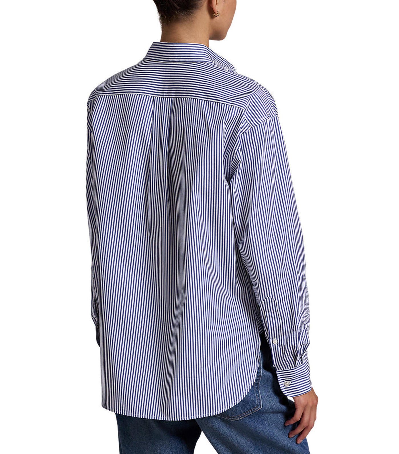 Women's Relaxed Fit Striped Cotton Shirt Navy