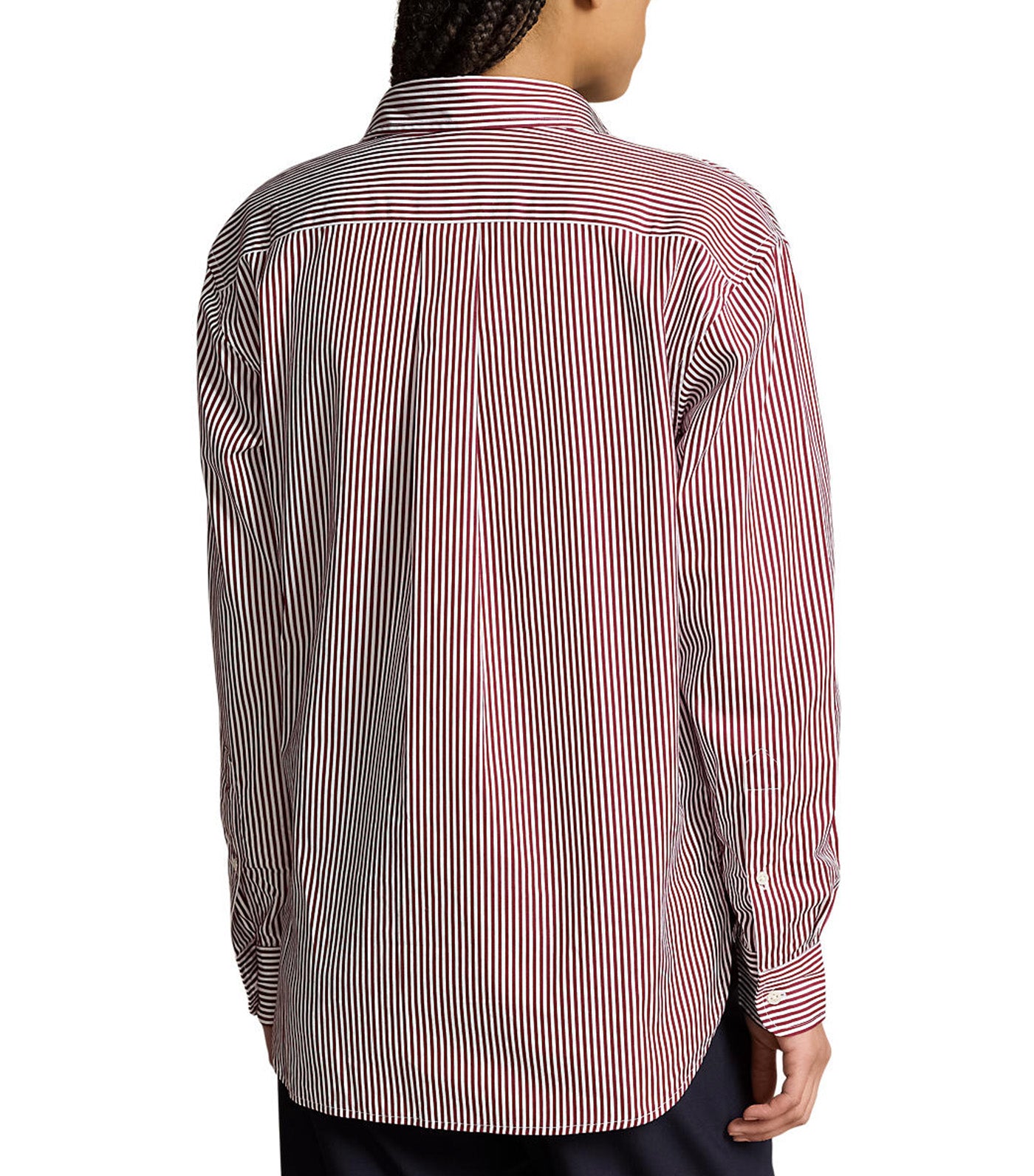 Women's Relaxed Fit Striped Cotton Shirt Red