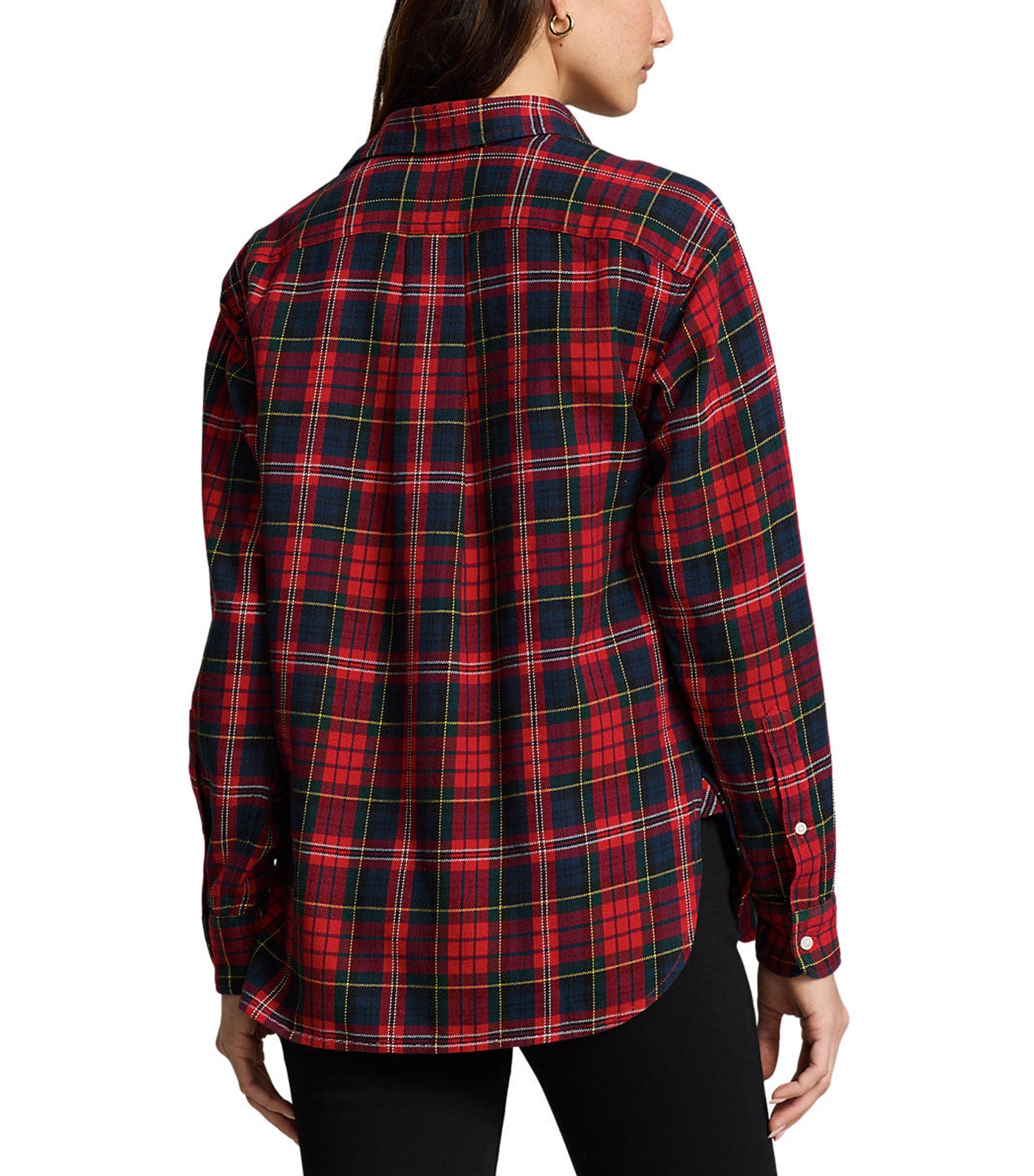 Women's Relaxed Fit Plaid Cotton Shirt Red Multi