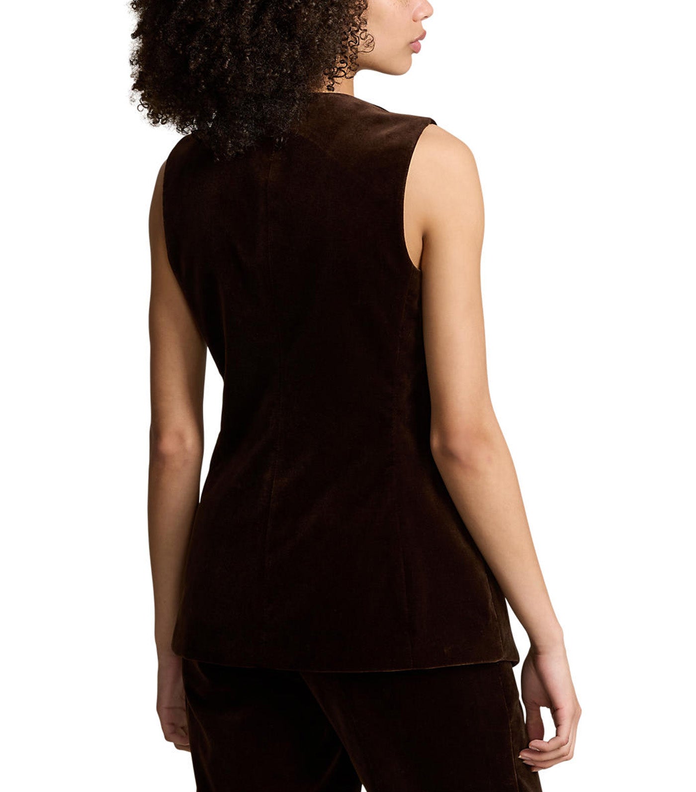 Women's Long Velvet Vest Brown