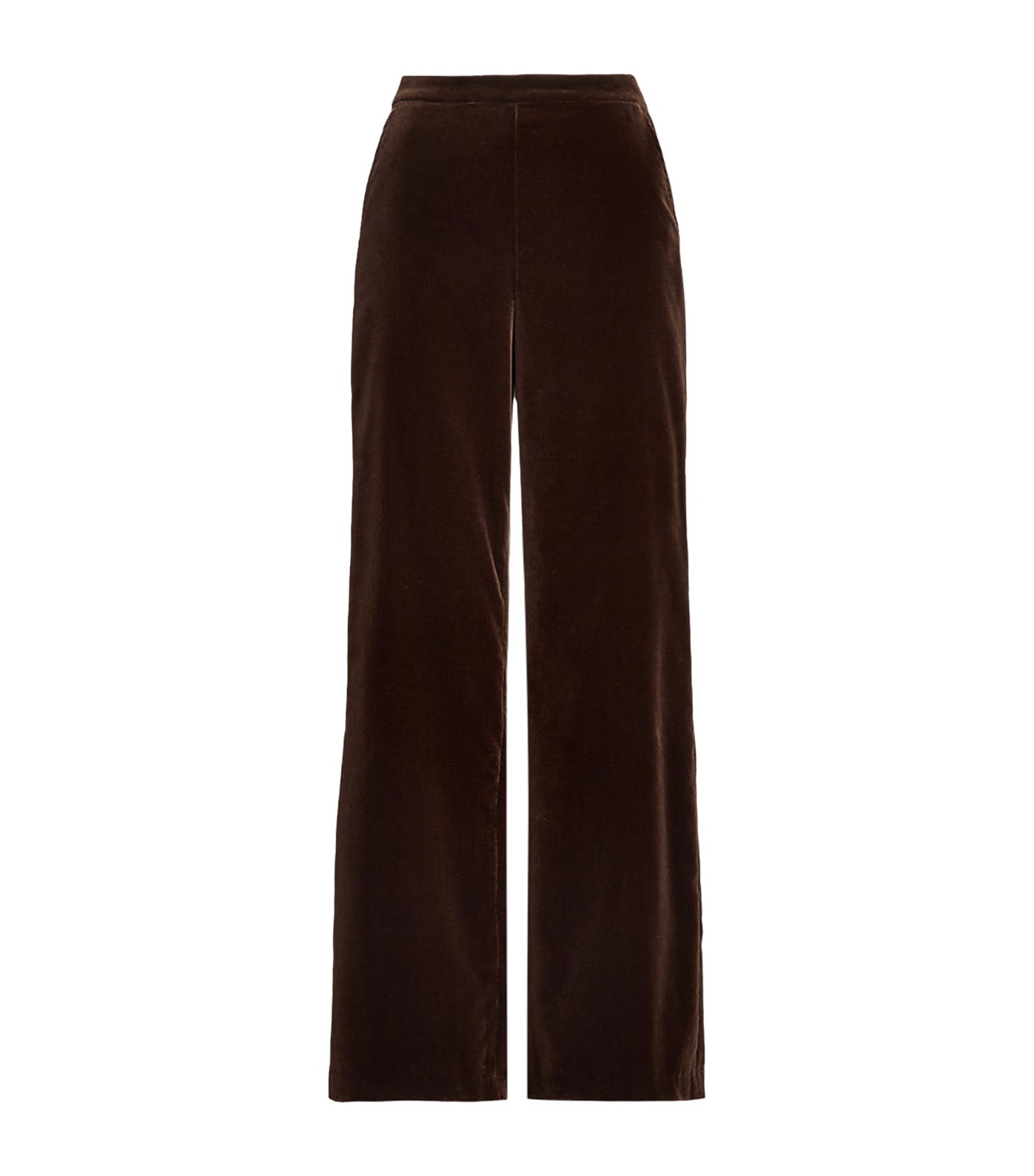 Women's Stretch-Cotton Velvet Wide-Leg Pant Brown