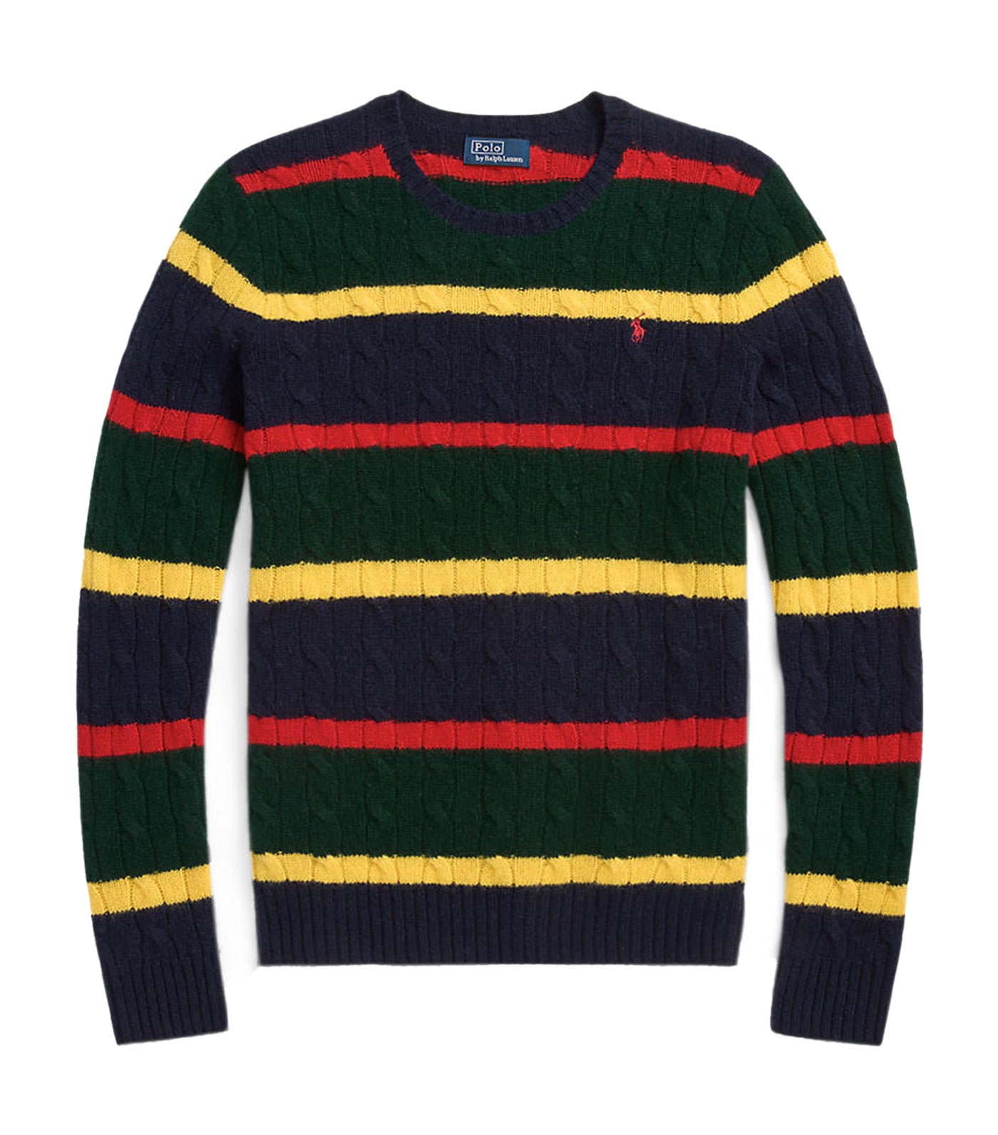 Women's Striped Cable-Knit Wool Cashmere Sweater Multi