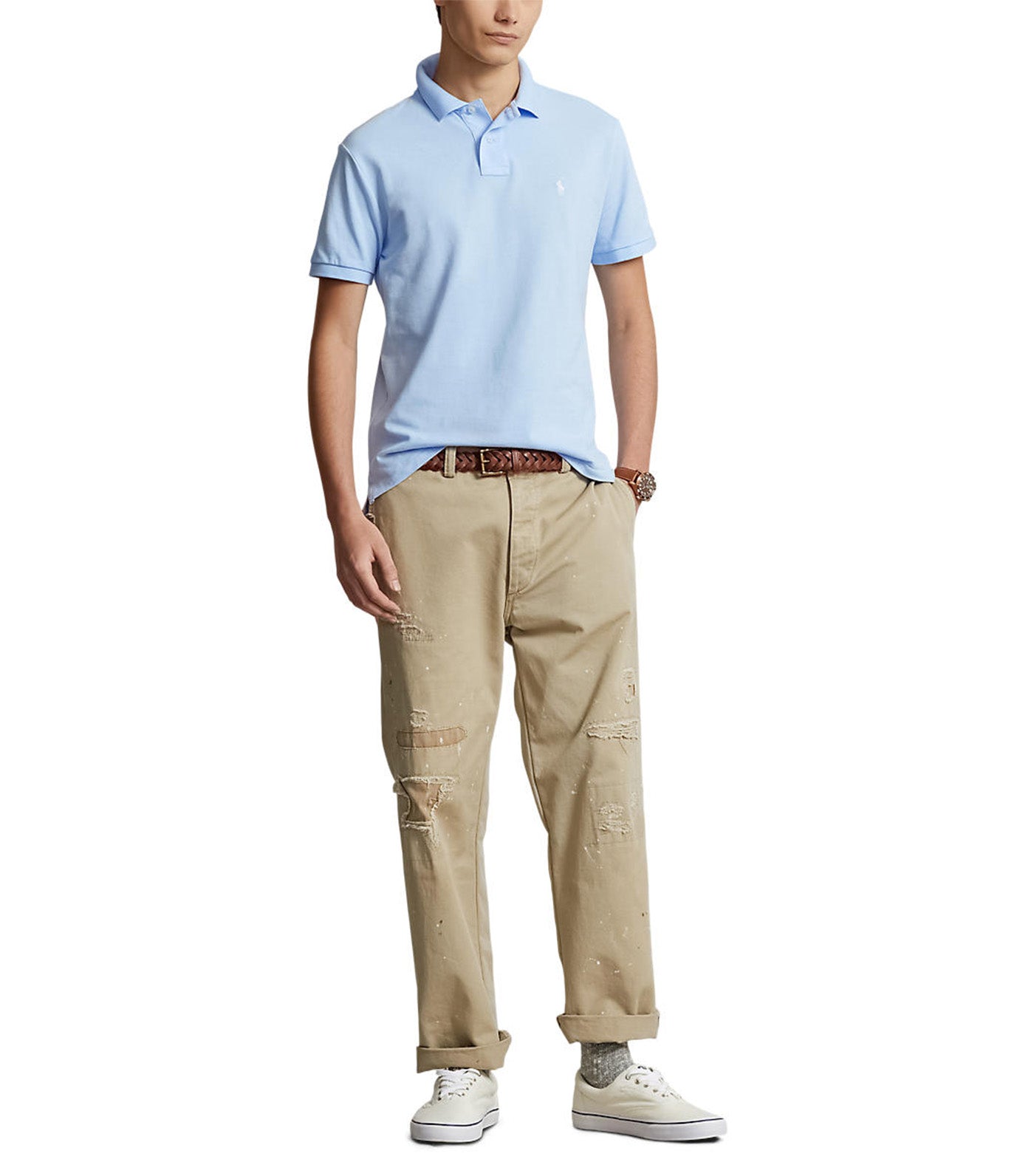 Men’s Custom Slim Fit Mesh Polo Shirt Blue