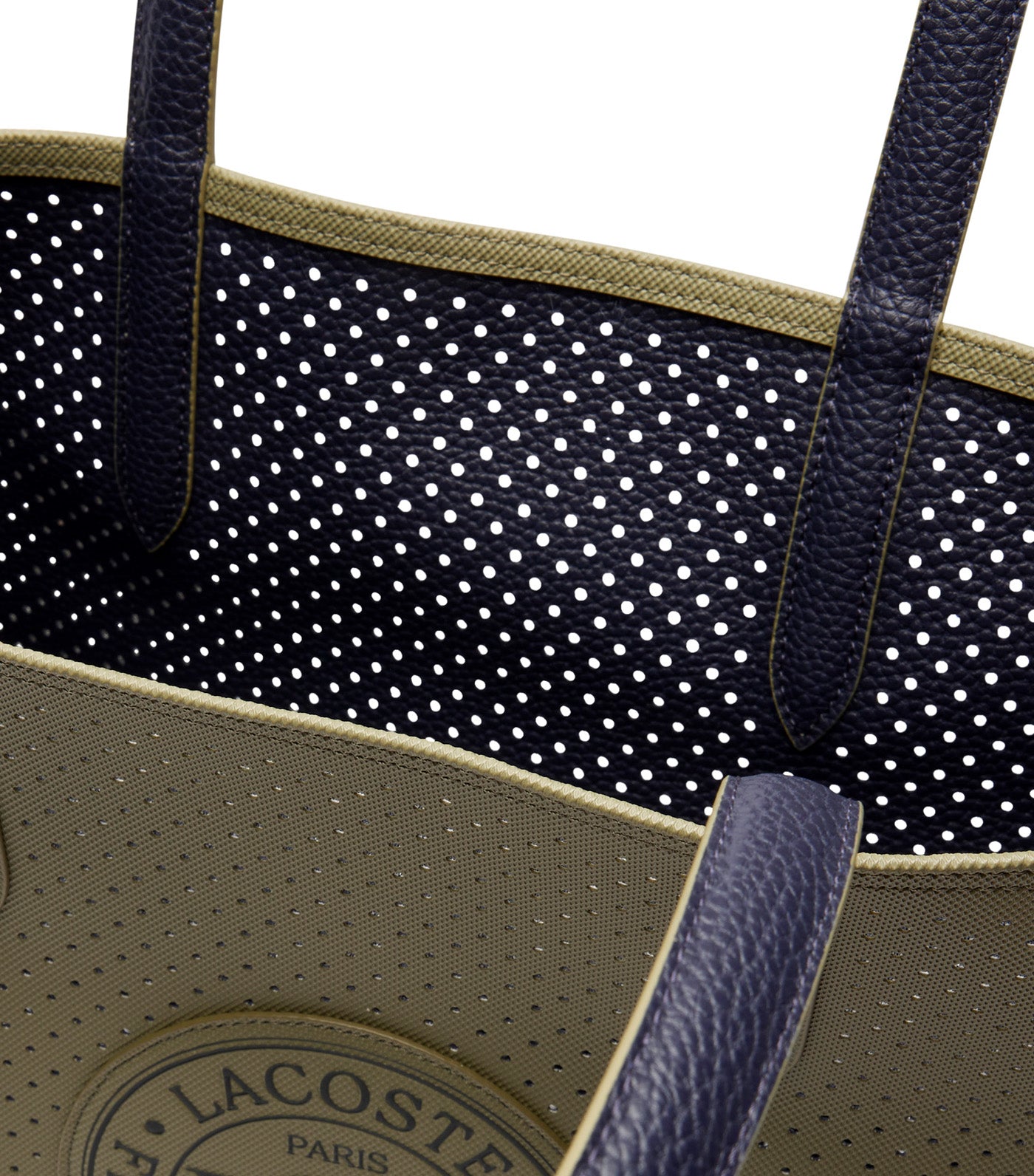 Anna Reversible Perforated Tote Bag Punch Kaki Marine