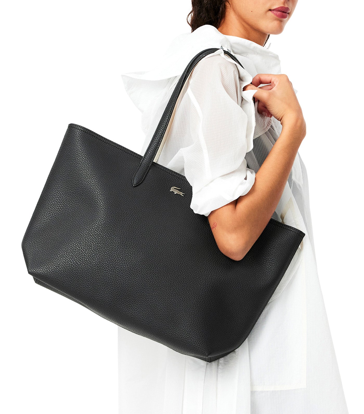 Anna Zipped Shopping Bag Noir Farine
