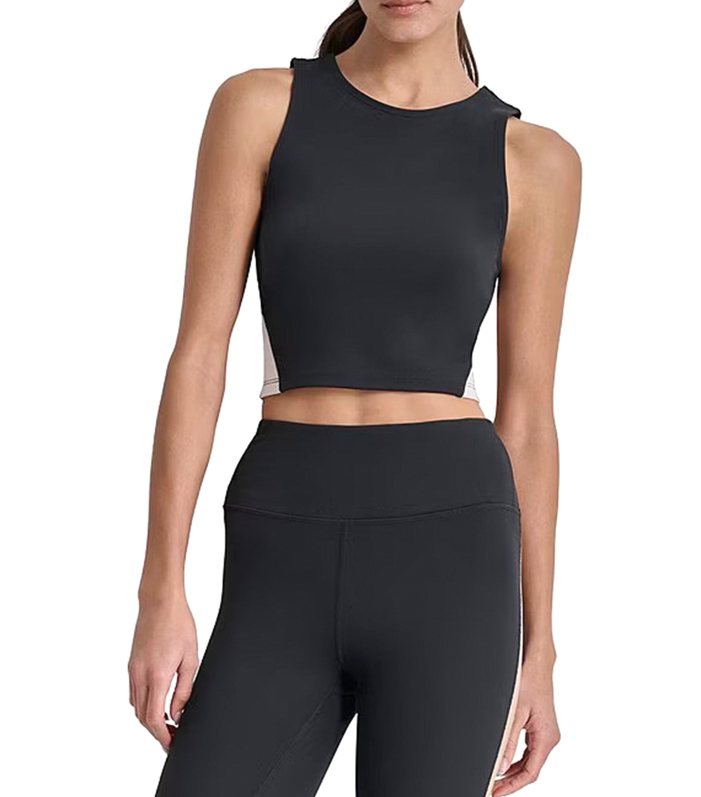 Balance Compression Colorblock Crop Tank Black/Praline/Oat