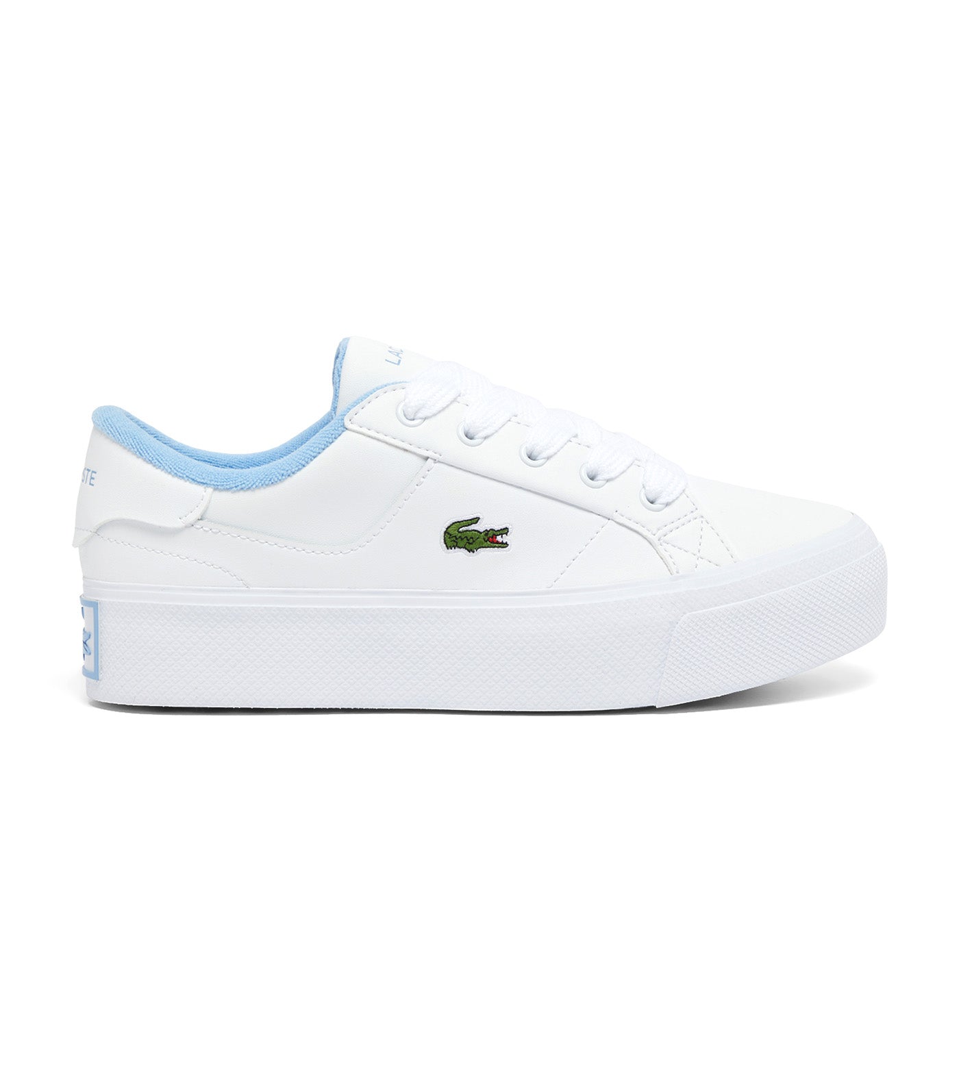 Women's Ziane Platform Leather Trainers White/Light Blue