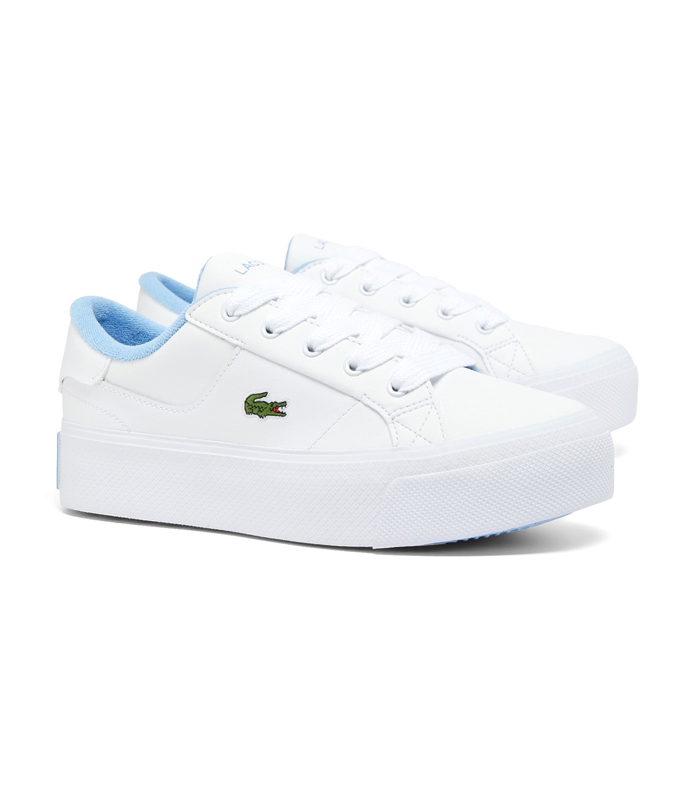 Women's Ziane Platform Leather Trainers White/Light Blue