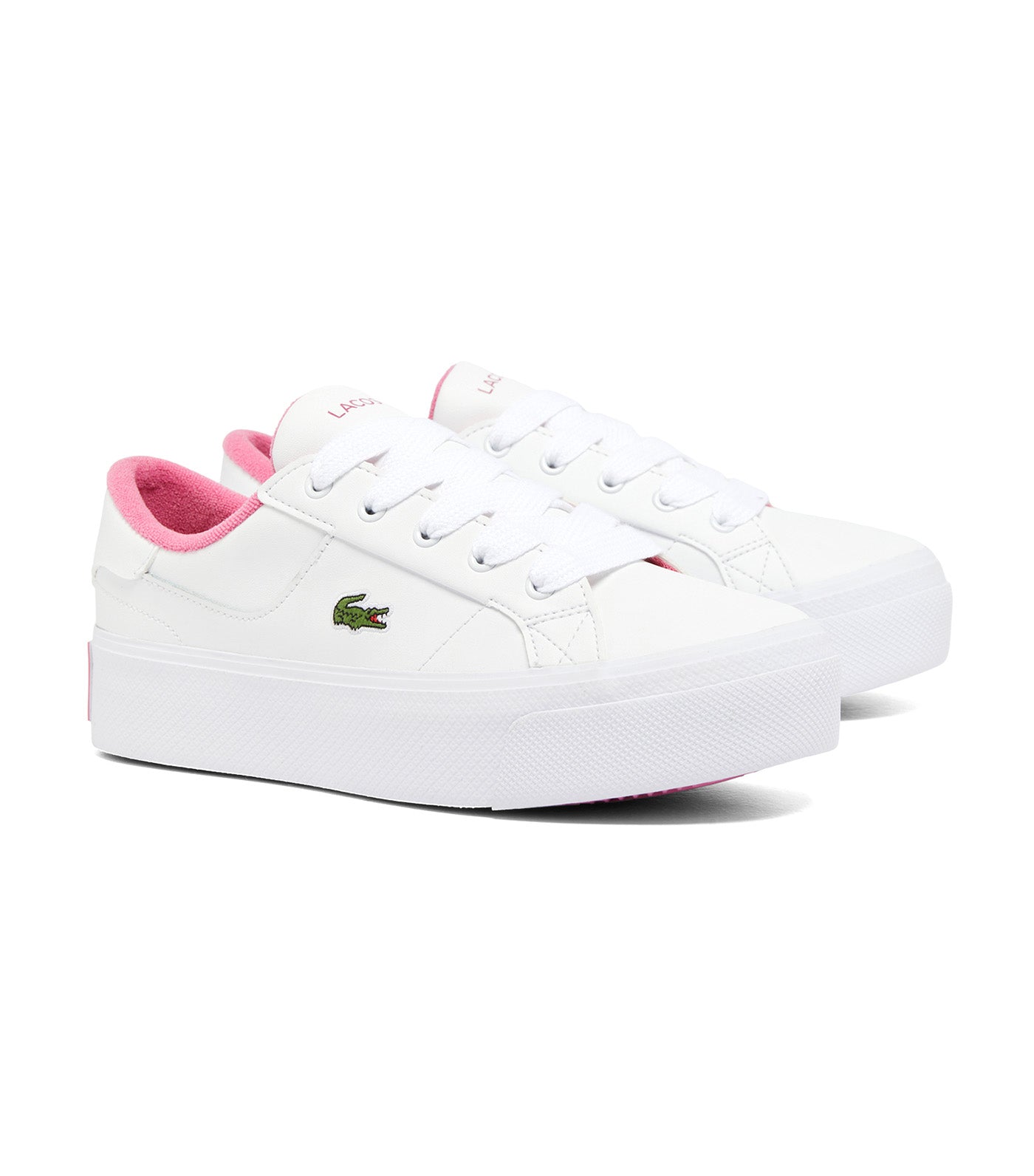 Women's Ziane Platform Leather Trainers White/Light Pink