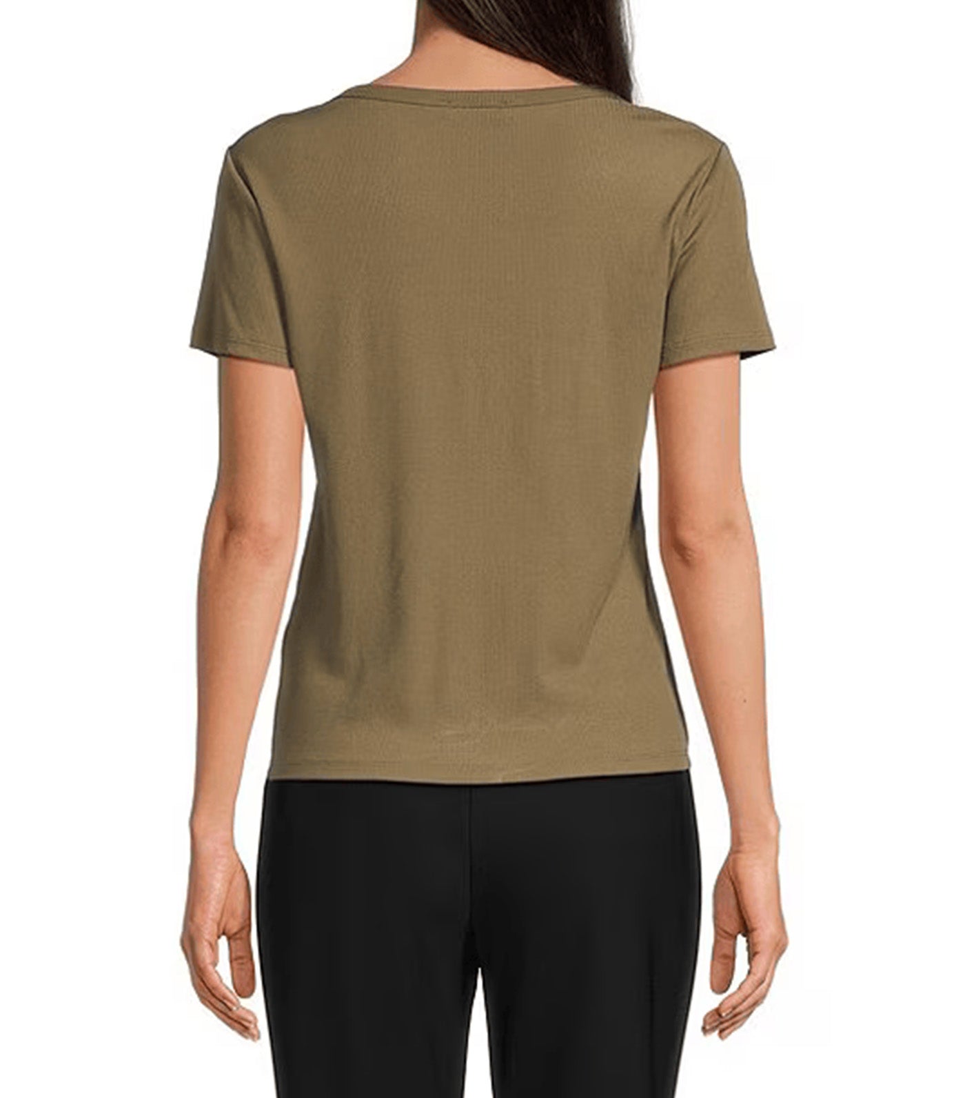 Short Sleeve Twist Neck Rib Knit Top