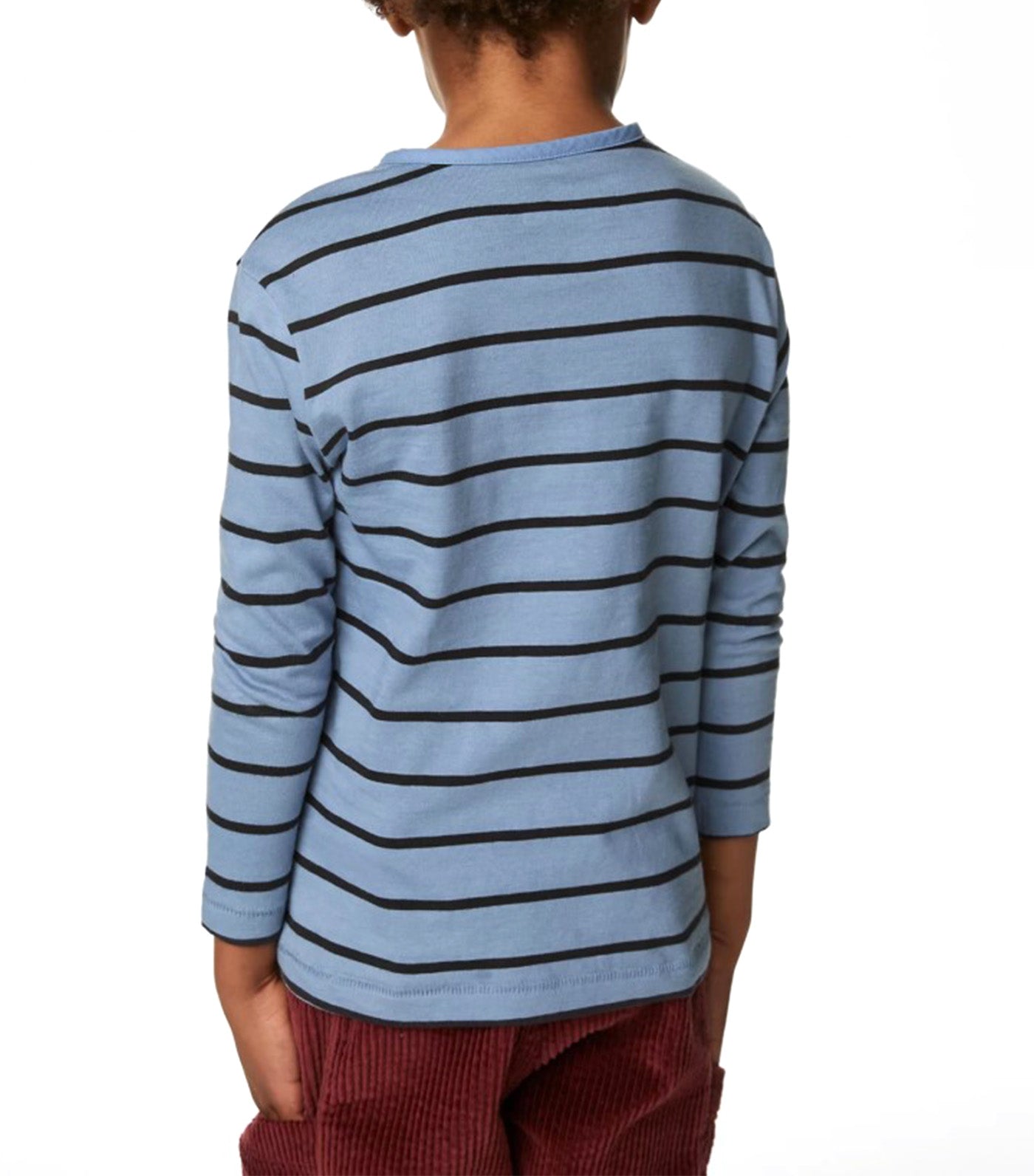 Pure Cotton Breton Striped Henley Top Gray