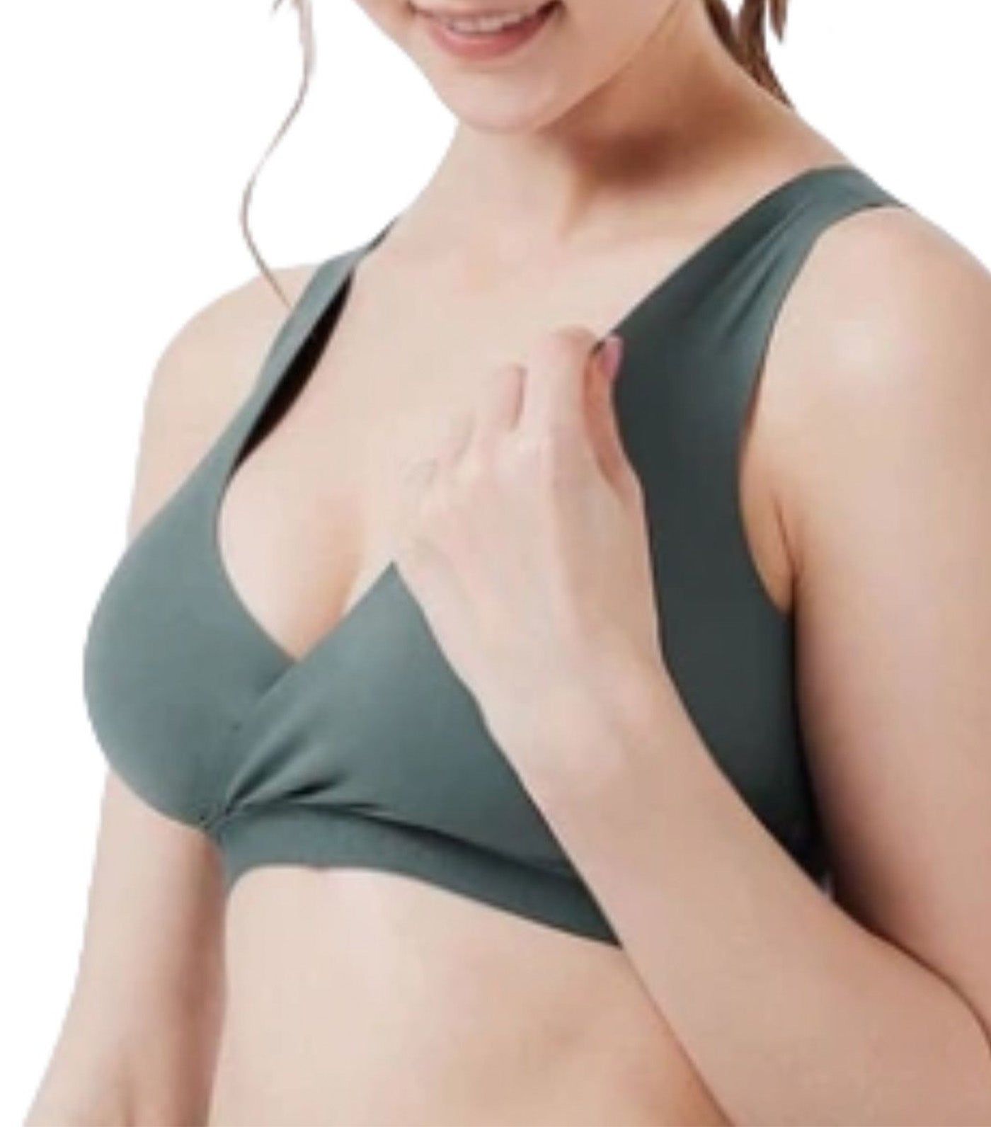 Mamaway Ultra Silky Crossover Sleeping & Nursing Bra Green